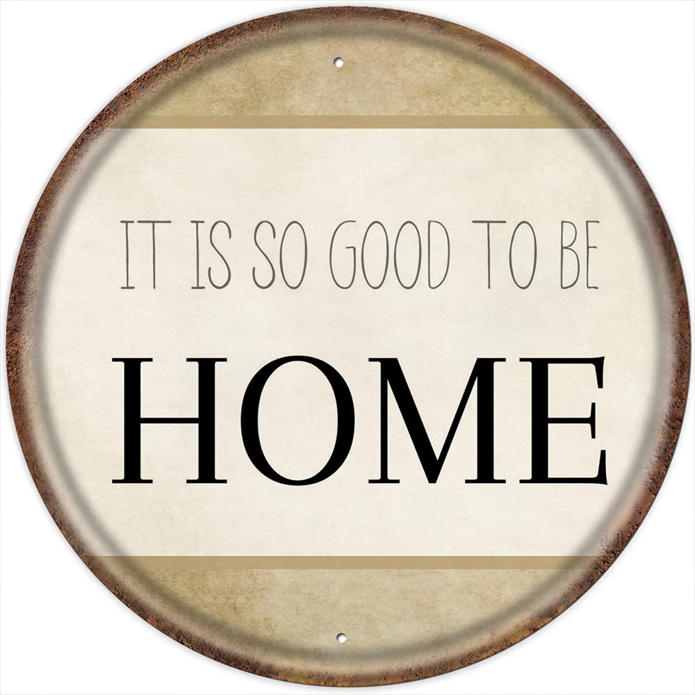 Vintage Round Tin Sign - Minimalist Wall Art for Living Room, Bedroom, Dorm & Office Decor - 12x12 Inch Motivational Quote Home Decor - Perfect for Farmhouse, Cafe, Lounge & Man Cave Style