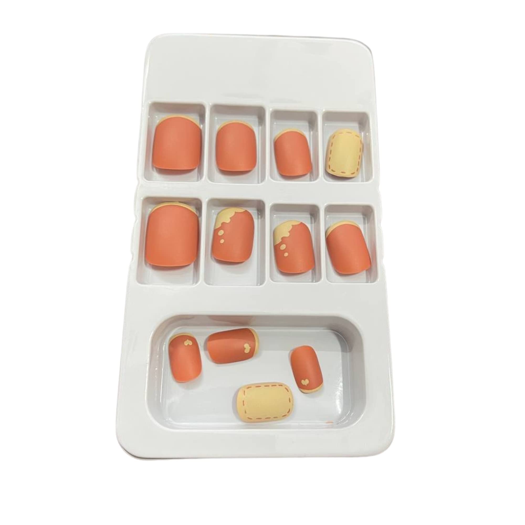 12Pcs Fake Press On French Nails Set with Glue Stickers - Peach Matte Design for Salon-Quality Nails at Home | Perfect for Parties, Weddings & Daily Wear