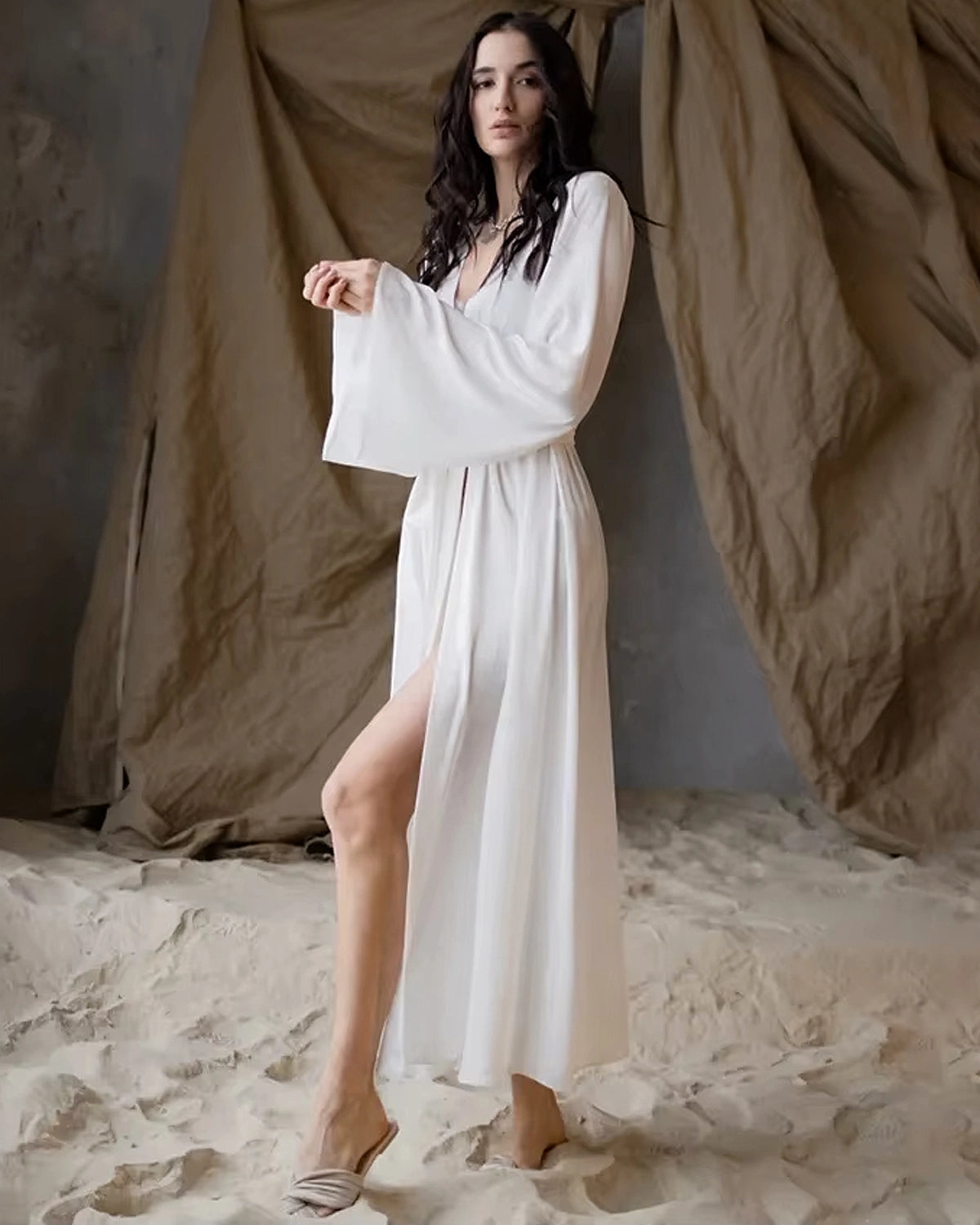 Luxury Long Silk Robe for Women - Elegant Kimono Style Bathrobe - Perfect for Spa, Bridal, Loungewear & Special Occasions