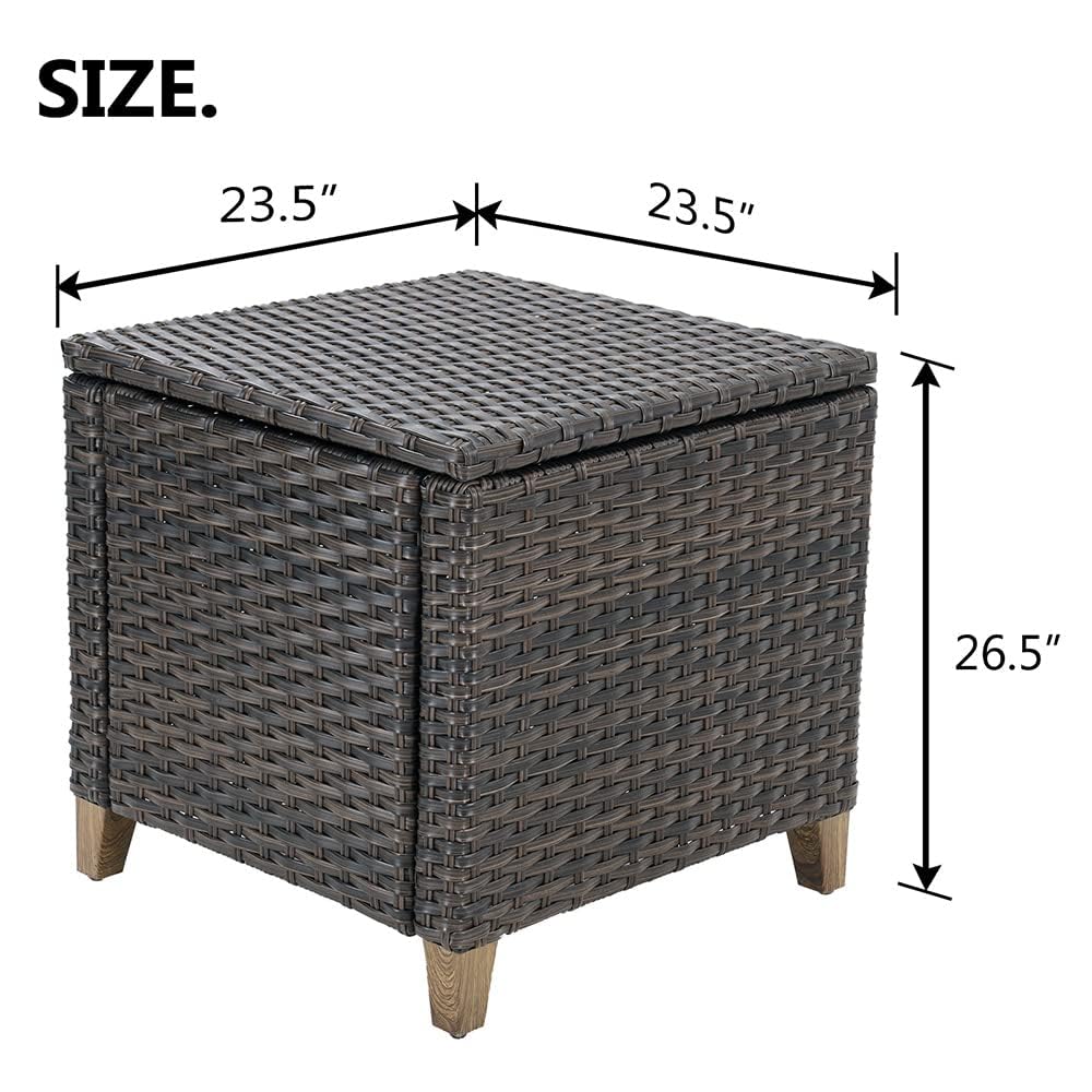 Outdoor Patio Furniture Set - Modular Wicker Sectional Sofa with Thick Cushions & Side Table for Deck, Porch, Poolside, Garden - Perfect for Backyard Relaxation & Outdoor Entertaining