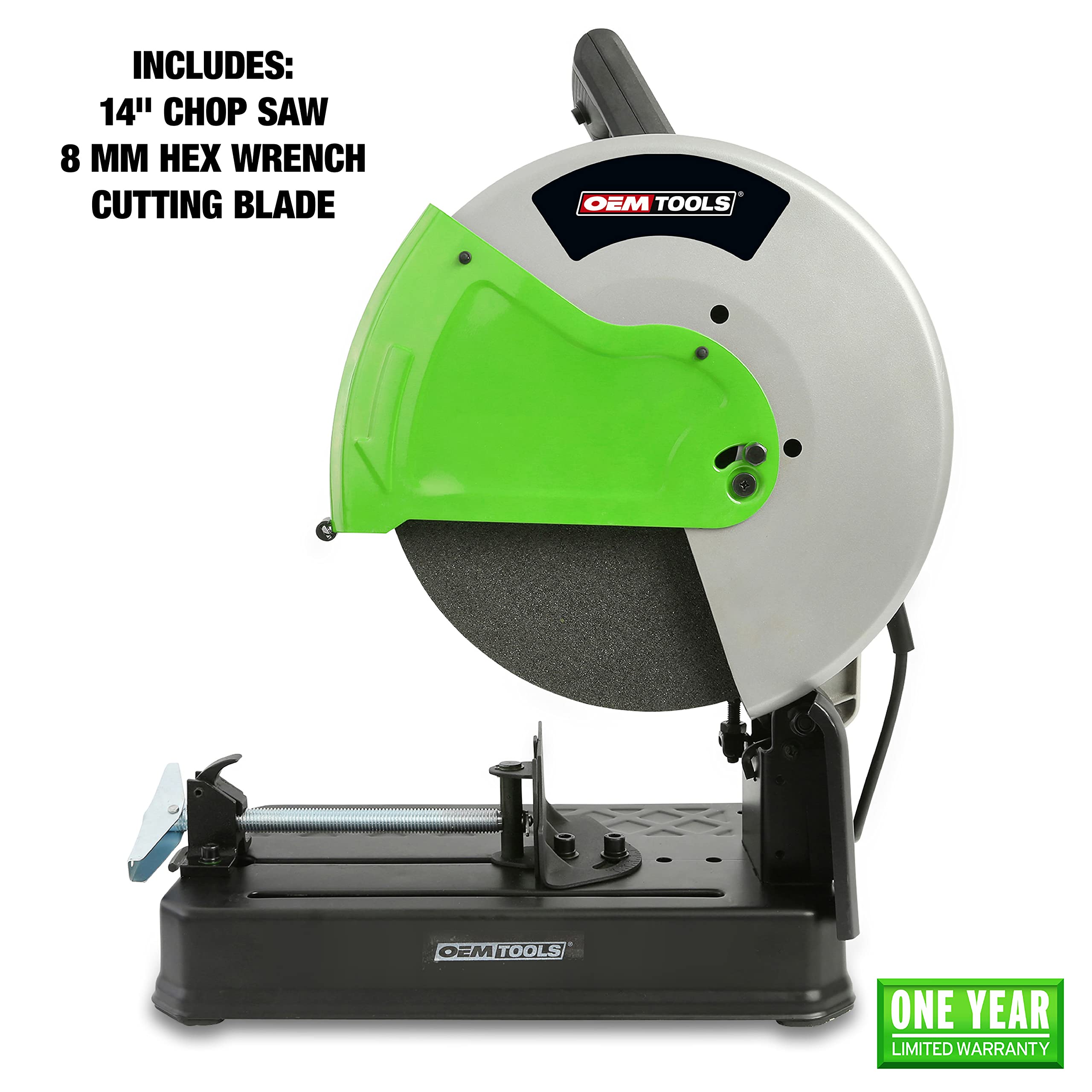 OEMTOOLS 24723 14 Inch Metal Cutting Chop Saw with Steel Base - Heavy Duty Circular Saw for Wood & Metal Projects | Perfect for DIY, Construction & Workshop Use