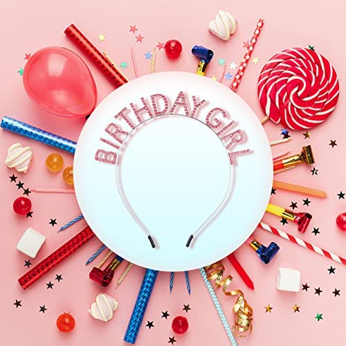 Birthday Crown for Women & Girls - Sparkling Tiara Headband with Sash | Birthday Party Accessories, Decor & Gifts (Pink) | Perfect for Birthday Celebrations, Princess Parties & Special Occasions
