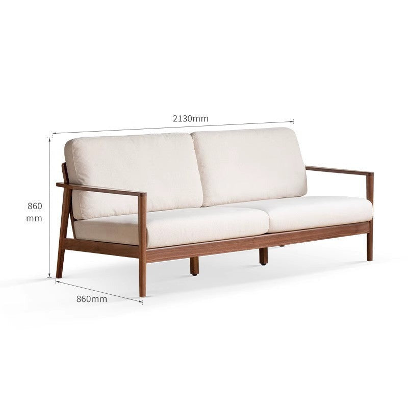 Modern Black Walnut Solid Wood Sofa - Durable & Stylish Living Room Furniture for Home & Office Use