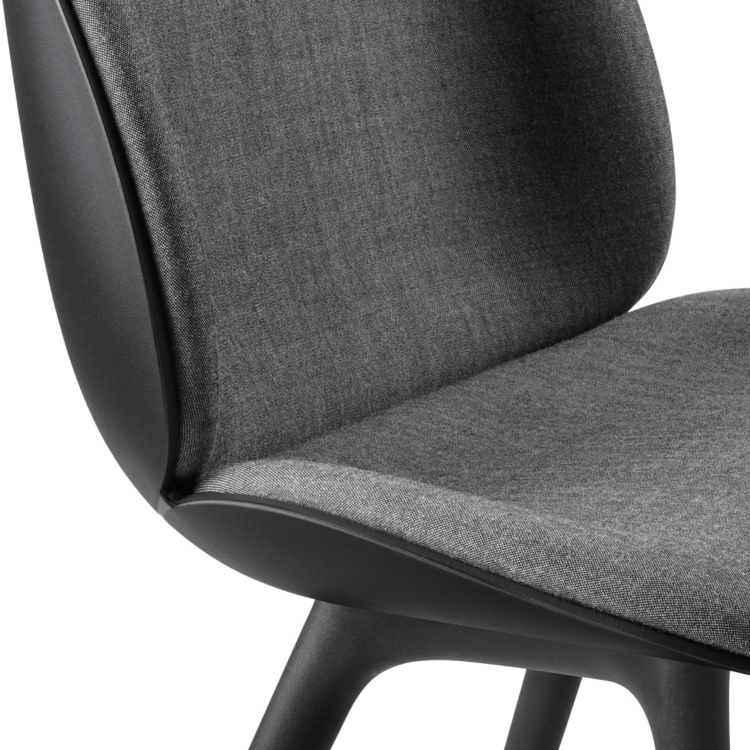 Beetle Dining Chair - Modern Upholstered Seat with Sturdy Plastic Base in Monochrome | Perfect for Kitchen, Dining Room & Small Space Decor