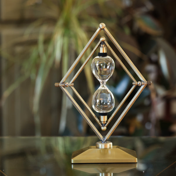 Bronzed Diamond Rotating Hourglass Kit - Elegant 60-Minute Sand Timer for Home Office Decor, Meditation & Gift Giving