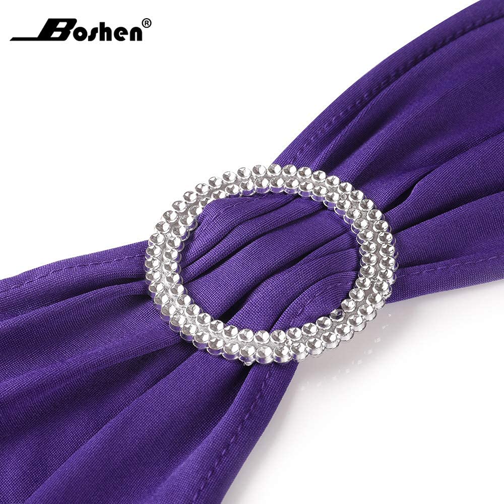 100PCS Purple Stretch Chair Bows & Sashes - Elegant Wedding Chair Decorations for Ceremony, Reception, Banquet - Spandex Chair Covers Slipcovers - Perfect for Bridal Showers, Baby Showers & Party Decor