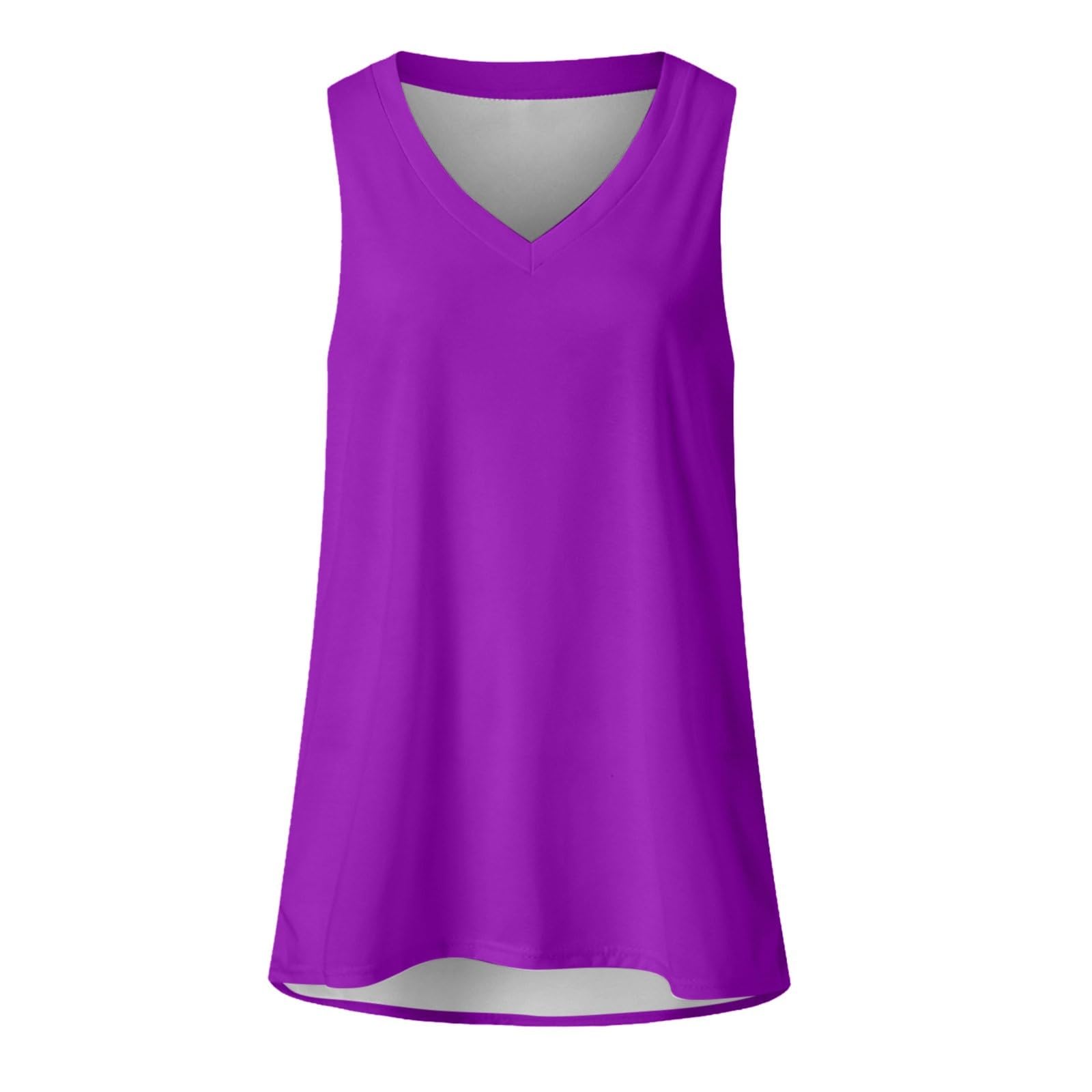 Wodceeke Women's V-Neck Tank Tops - Summer Sleeveless Workout T-Shirts for Yoga, Gym & Casual Wear - Solid Color Basic Shirts for Going Out & Daily Activities 2024