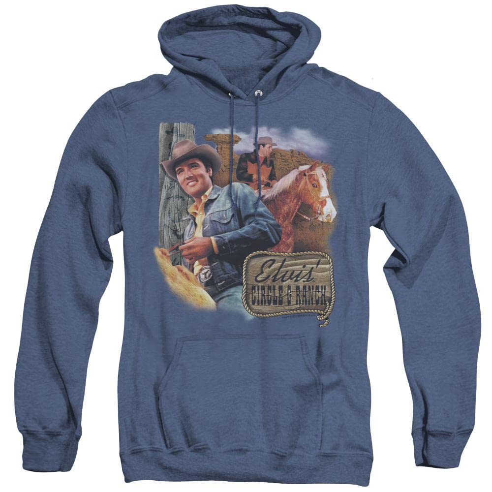 Elvis Presley Ranch Hoodie - Heather Pullover Sweatshirt for Men & Women | Vintage Rock Style, Comfortable Cotton Blend | Perfect for Concerts, Casual Wear & Gifts
