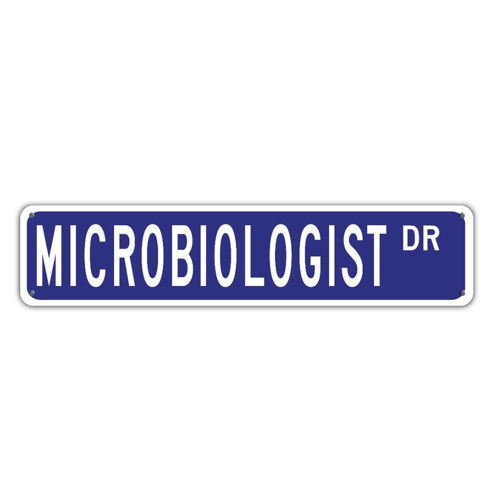 Custom Microbiologist DR Farm Solid Navy Blue Metal Sign - Water-Resistant Wall Decor for Office, Bedroom, Bathroom - Durable 4x18 Inch Rectangle Sign for Career, Street & Garden Display
