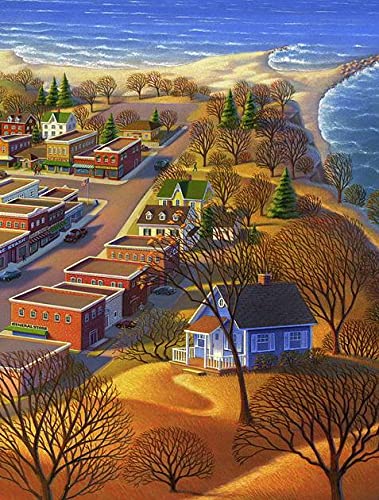 300 Piece Wooden Jigsaw Puzzle - Blueberry Cottage Hill Landscape Puzzle for Adults & Kids - Family Game Night & Educational STEM Activity