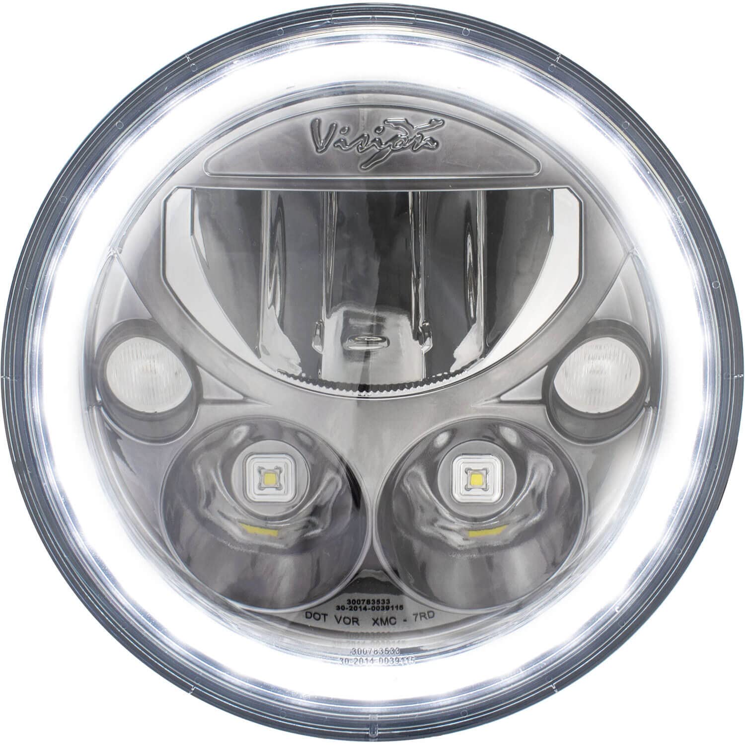 Vision X Lighting (XIL-7RDB) 7 Inch Round VX LED Headlight with Low/High Beam & Halo Ring - Single Black Chrome Headlamp for Trucks, Jeeps, Off-Road Vehicles - Durable Lighting for Night Driving & Adventure