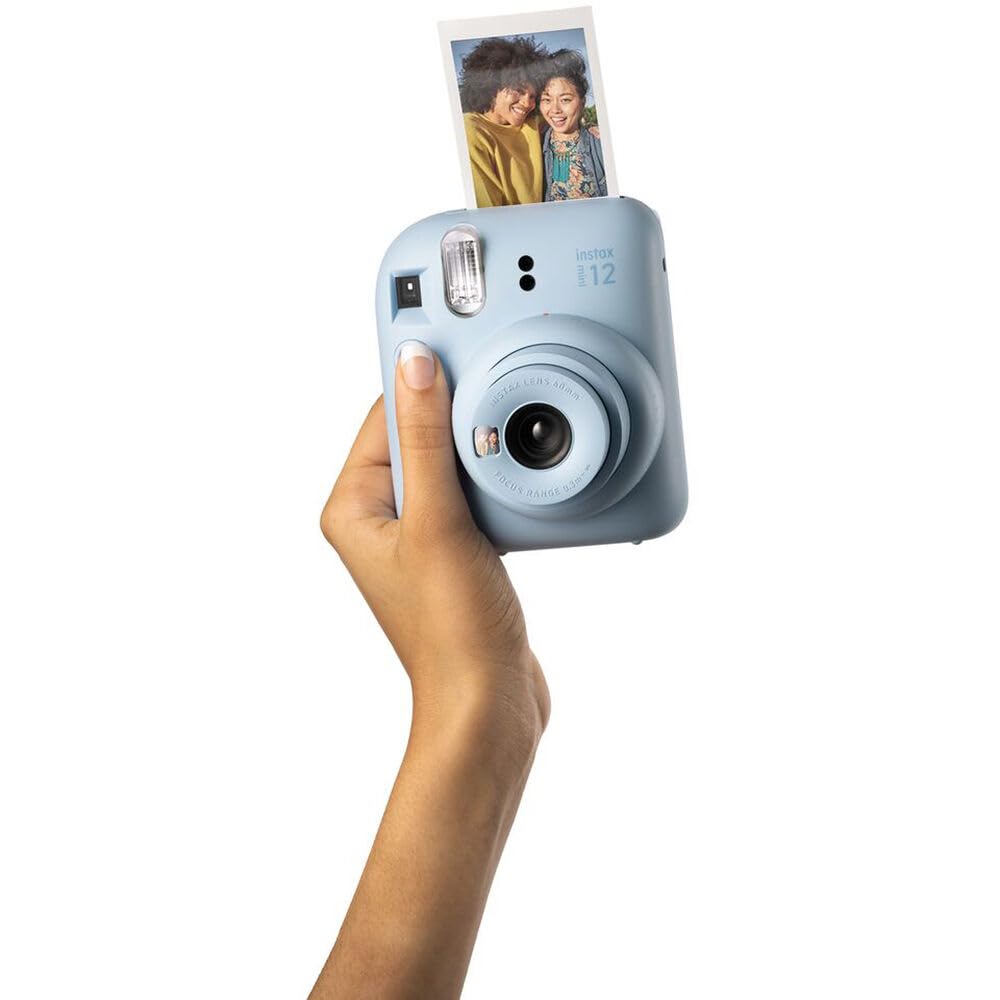 Fujifilm INSTAX MINI 12 Instant Camera Bundle - Pastel Blue with 10 Exposure Film, AA Batteries & Cleaning Cloth | Perfect for Travel, Parties, Birthdays & Instant Photo Gifts