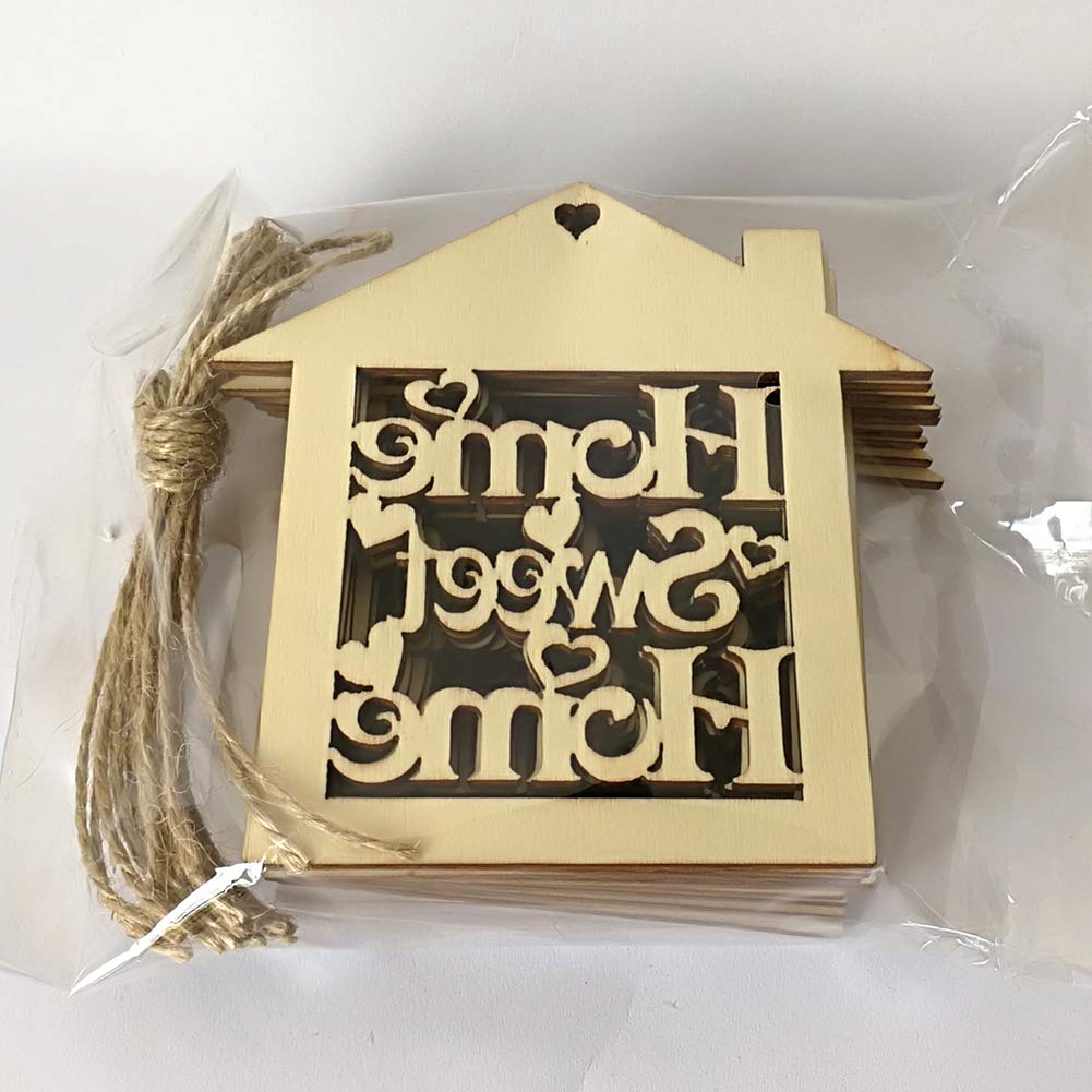 10Pcs Wooden Sweet Mini Home Hollow House Wall Hanging Decor - Rustic Farmhouse Wall Art for Living Room, Bedroom, Nursery & Office Decoration