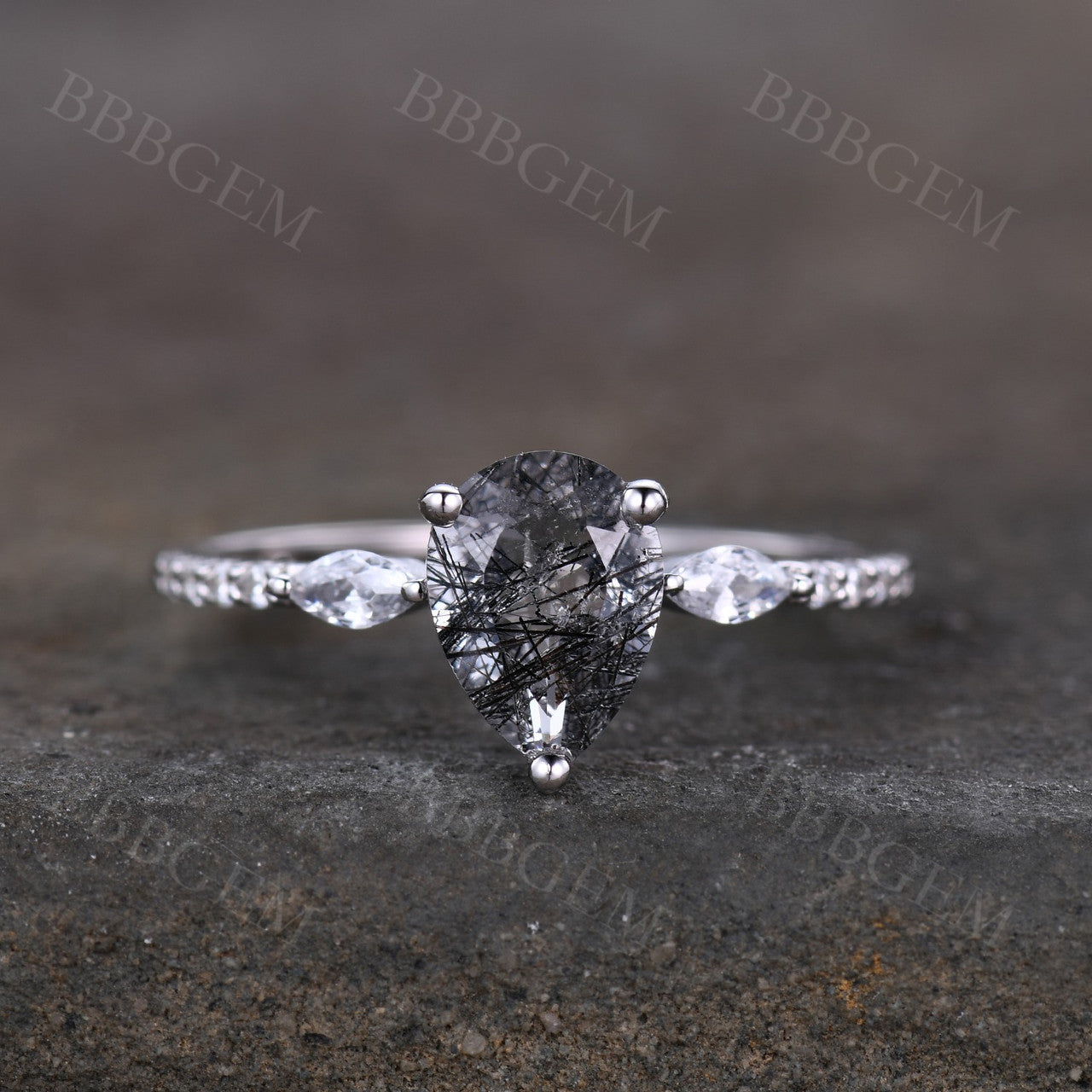 Black Rutilated Quartz Engagement Ring in Rose Gold - Elegant Wedding Band & Anniversary Gift for Her - Perfect for Proposals, Weddings & Romantic Occasions