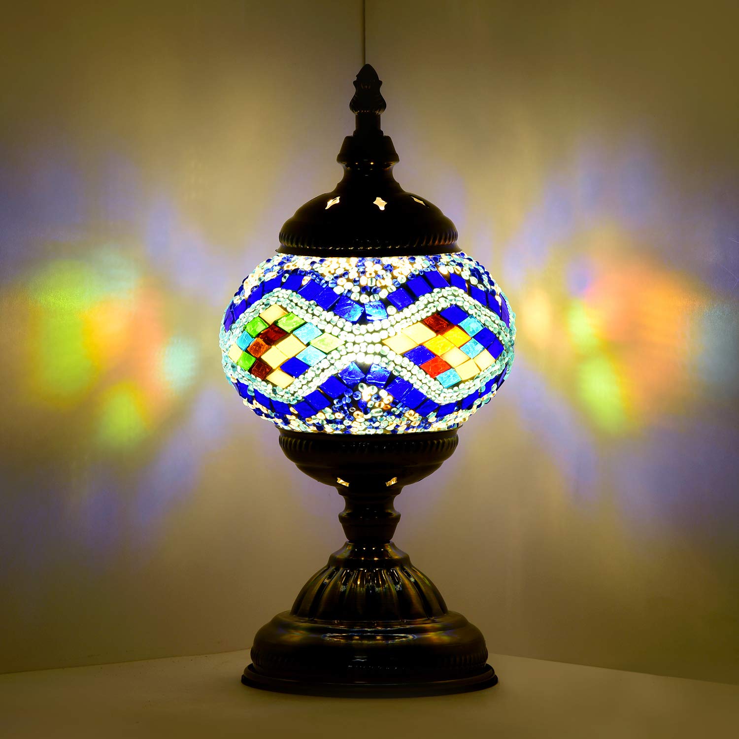 Handmade Moroccan Mosaic Glass Lamp - Boho Bedside & Table Lamp for Bedroom, Living Room, Coffee Table - Perfect for Home Decor, Gift & Relaxing Ambiance