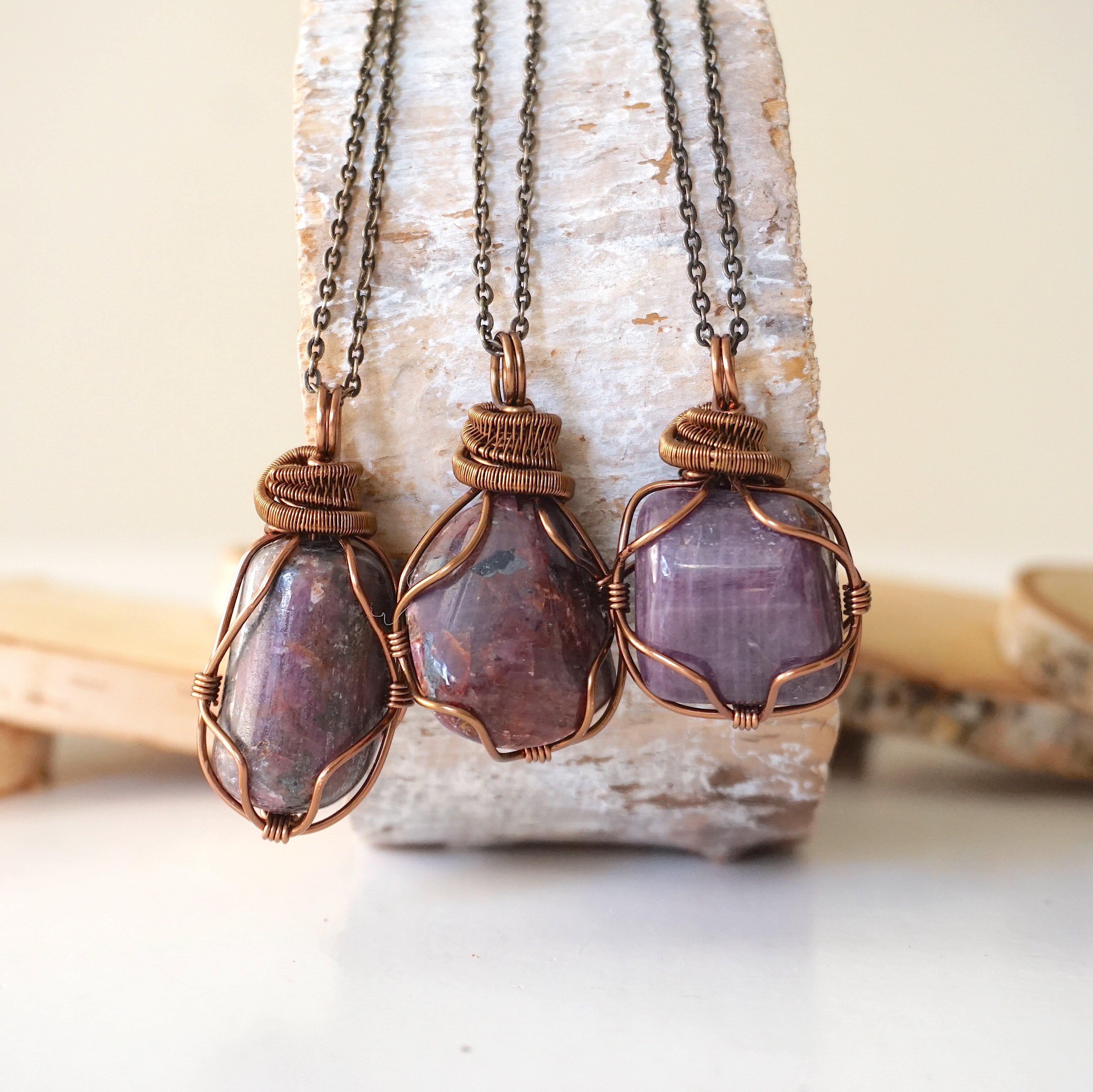 Raw Ruby Necklace in Antique Bronze - Handmade Bohemian Jewelry for Women, Perfect for Boho Chic Outfits & Special Occasions