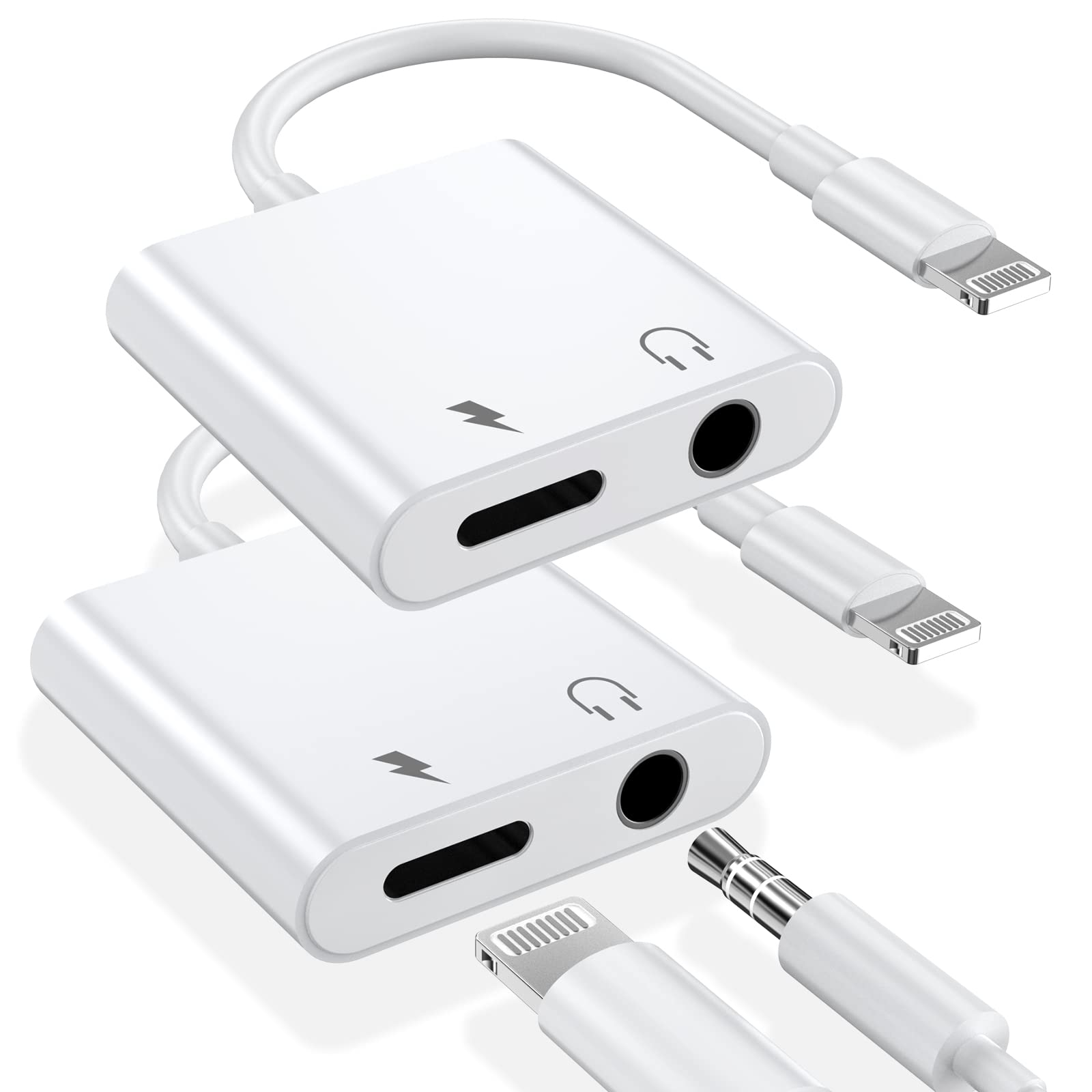 Lightning to 3.5mm Headphone Jack Adapter with Charging Port - Compatible with iPhone & AirPods - Audio & Charge Simultaneously - Perfect for Music, Gaming & Hands-Free Calls