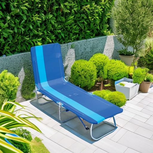 Rio Beach Portable Lay Flat Folding Backpack Beach Lounge Chair - Lightweight, Adjustable with Backpack Straps & Storage Pouch - Perfect for Beach, Pool, Camping & Outdoor Relaxation - Blue Stripe