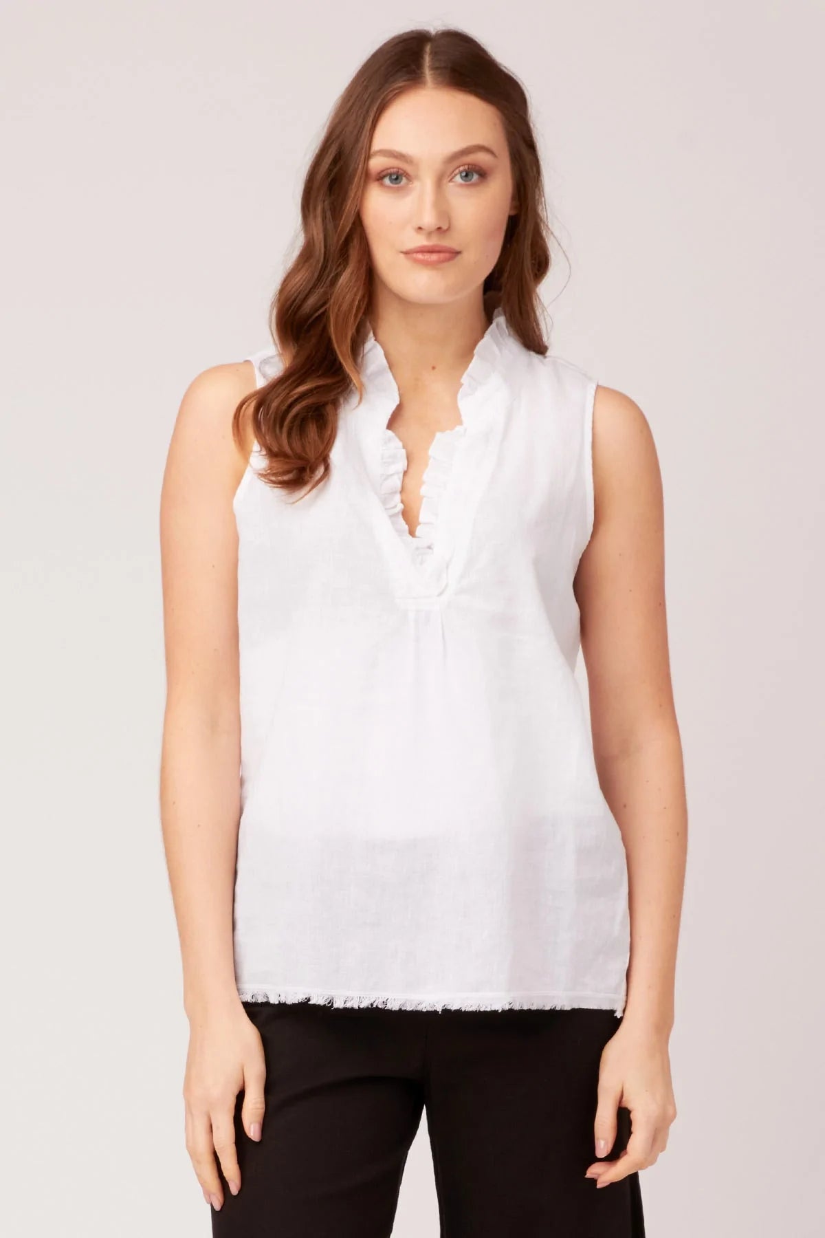 Belita Women's Ruffle Tank Top - White | Casual Summer Blouse for Beach, Party & Everyday Wear