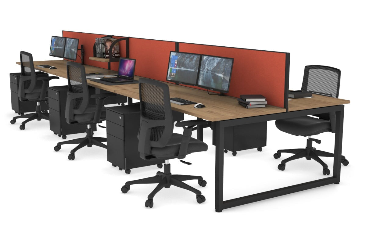Quadro Loop Legs 6-Person Office Workstation Desk - 1400L x 700W Dimensions - Perfect for Collaborative Workspaces & Team Projects