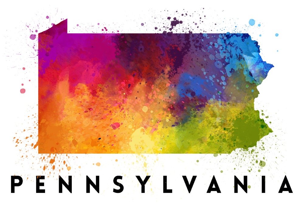 Pennsylvania State Abstract Watercolor Art Print - 12x18 Travel Poster Wall Decor for Home, Office & Gift Giving