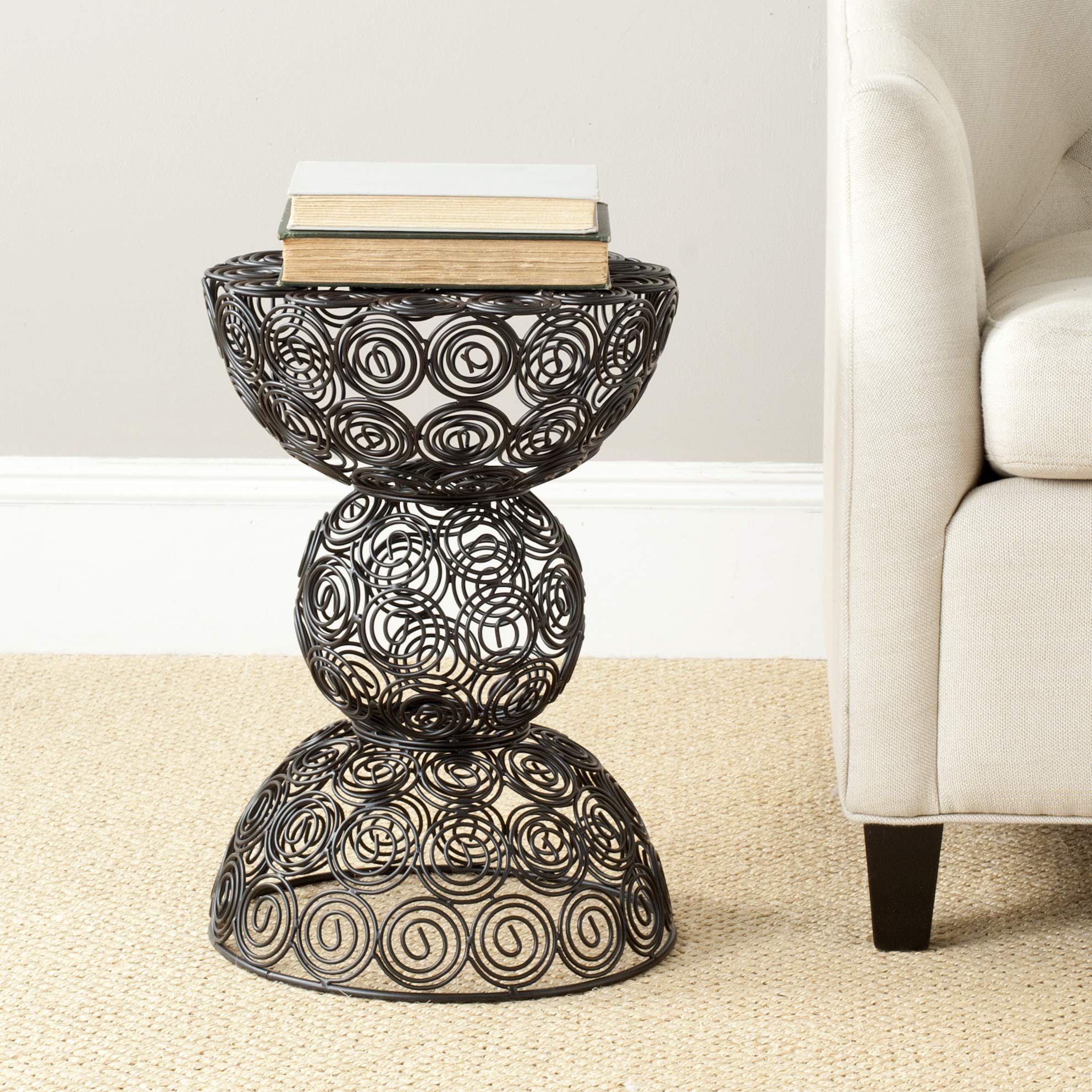 Safavieh Maggie Steelworks Iron Wire Swirls Stool - Black Bar Stool for Kitchen Island, Dining Room & Outdoor Patio Decor