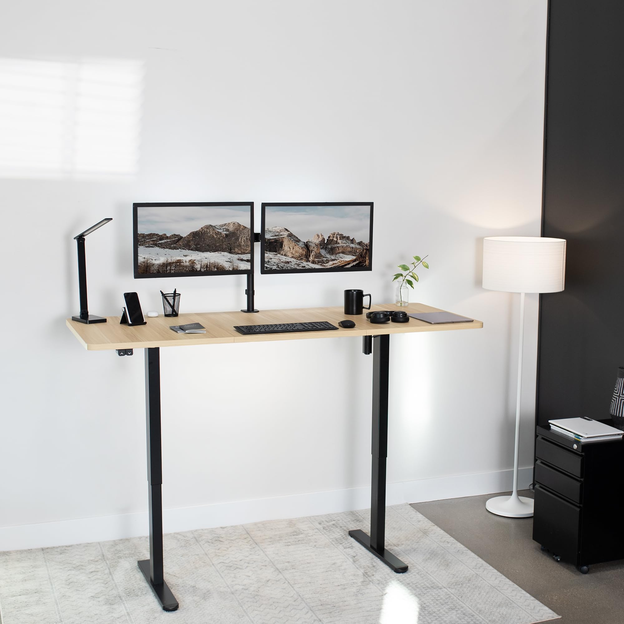 VIVO Electric Height Adjustable Standing Desk 71 x 30 Inches - Light Wood Top with Black Frame (DESK-KIT-0B7C) | Perfect for Home Office, Gaming Setup & Workspace Ergonomics