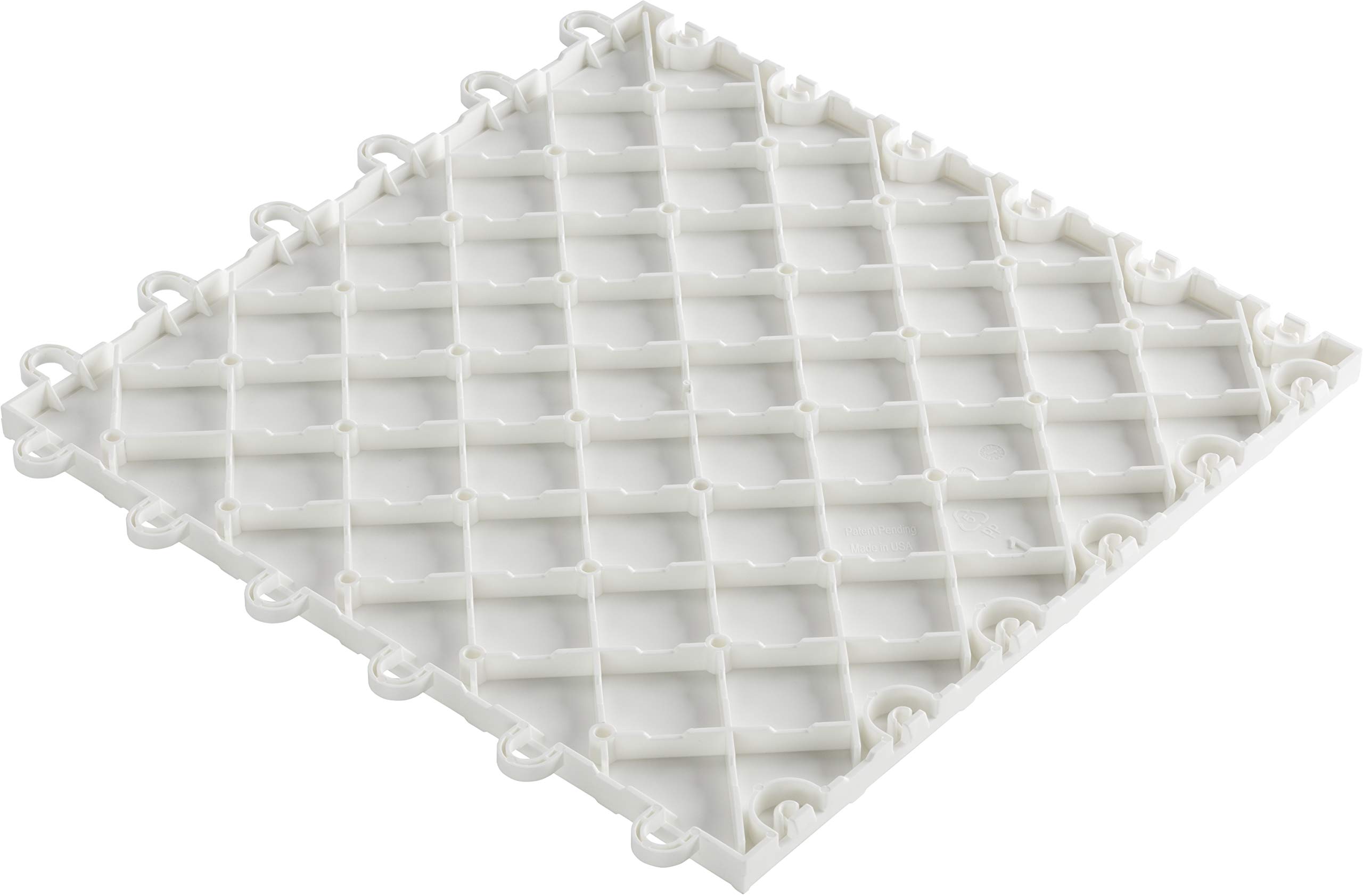 Speedway Garage Tile Speedway V - White (25 Pack) | Durable Interlocking Floor Tiles for Garage, Workshop & Basement | Easy Installation & Heavy-Duty Protection