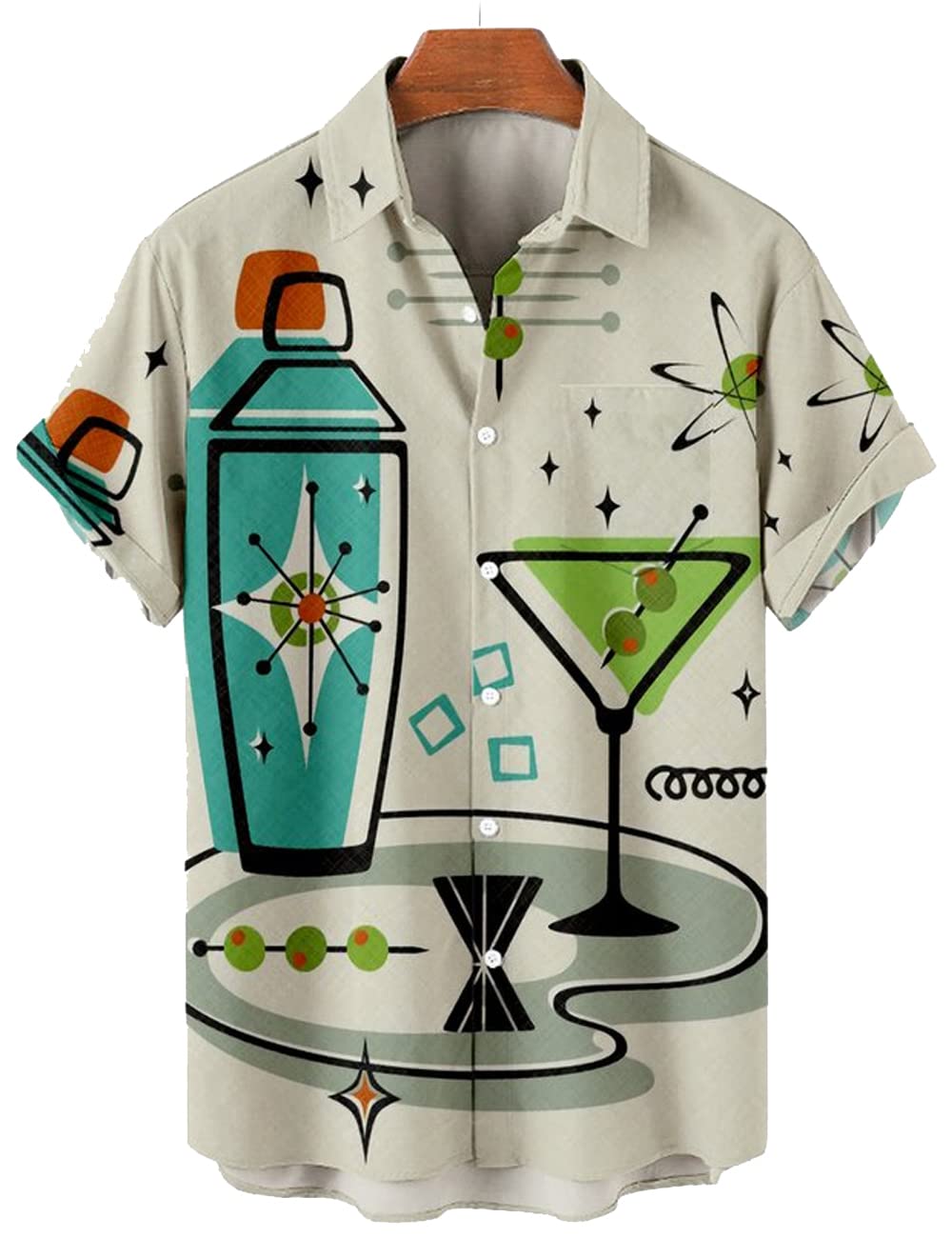 Hodaweisolp Men's Casual Short Sleeve Button Down Shirt - Hawaiian Beach Shirt for Summer, Bowling & Vacation - Lightweight Loose Fit Tropical Shirt for Outdoor Activities, Beach Party & Casual Wear