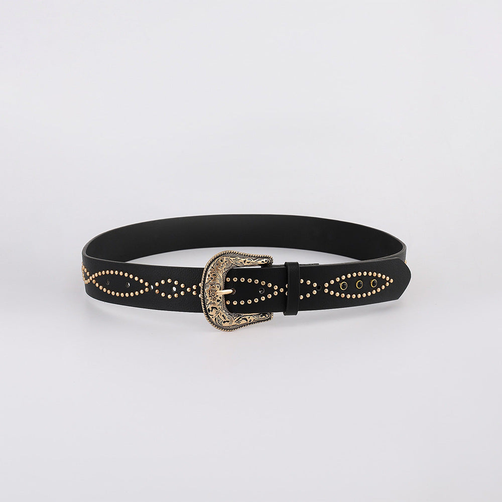 Stylish PU Leather Rhinestone Belt for Women - Elegant Fashion Accessory for Dresses, Jeans & Office Wear