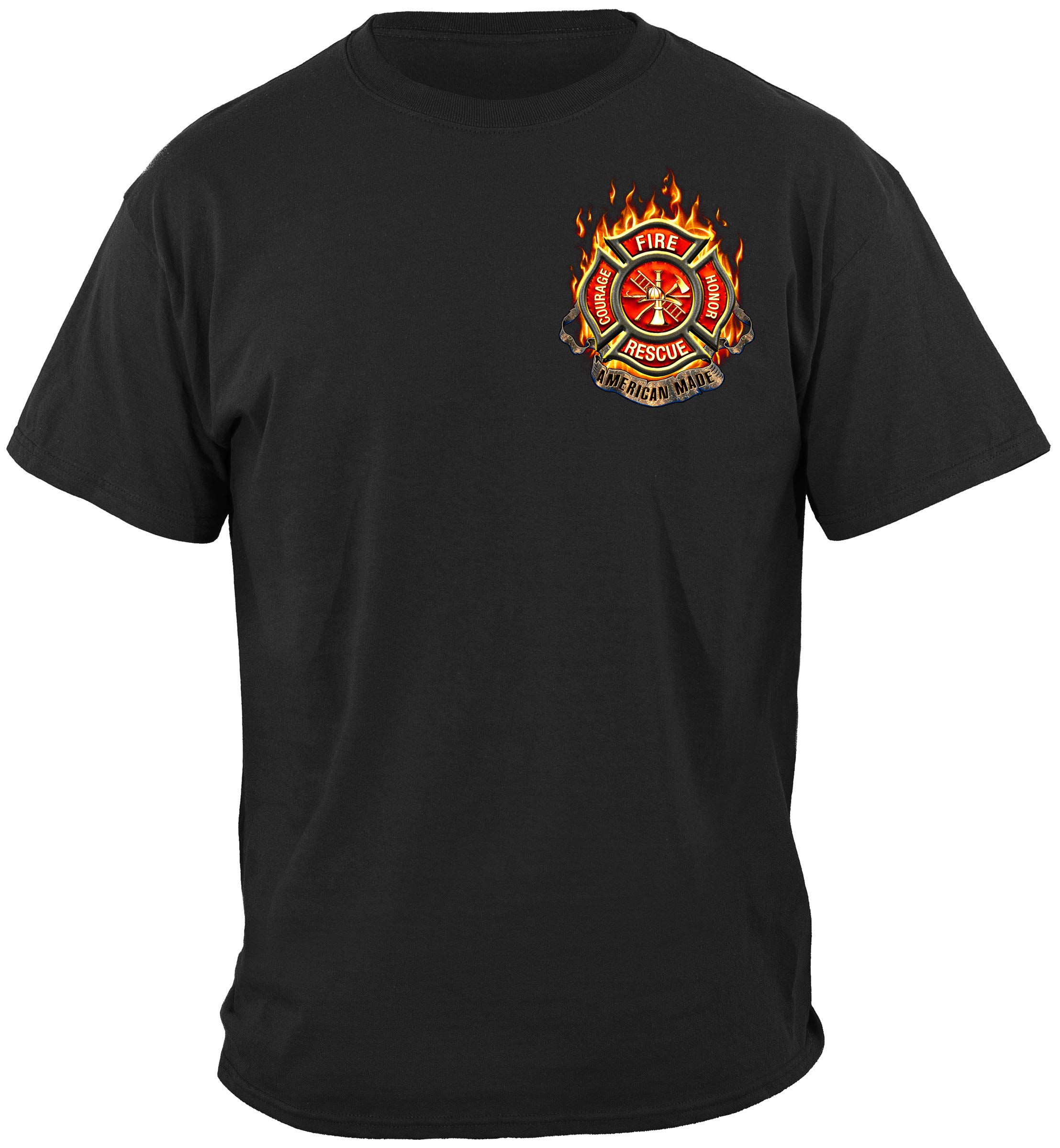 Erazor Bits Firefighter T-Shirt - Honor, Sacrifice & Brotherhood - Comfortable Cotton Tee for Firefighters, EMS & First Responders - Perfect for Work, Training & Everyday Wear