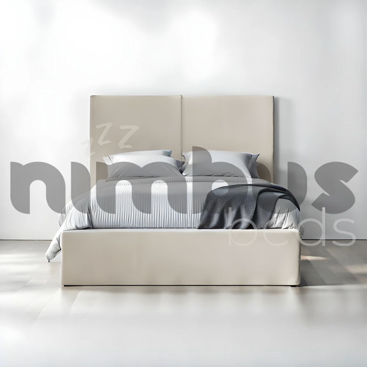 Modern Two Square Panel Bed Frame - Queen Size, Sturdy Wooden Platform Bed with Headboard & Footboard - Perfect for Bedrooms, Guest Rooms & Apartments