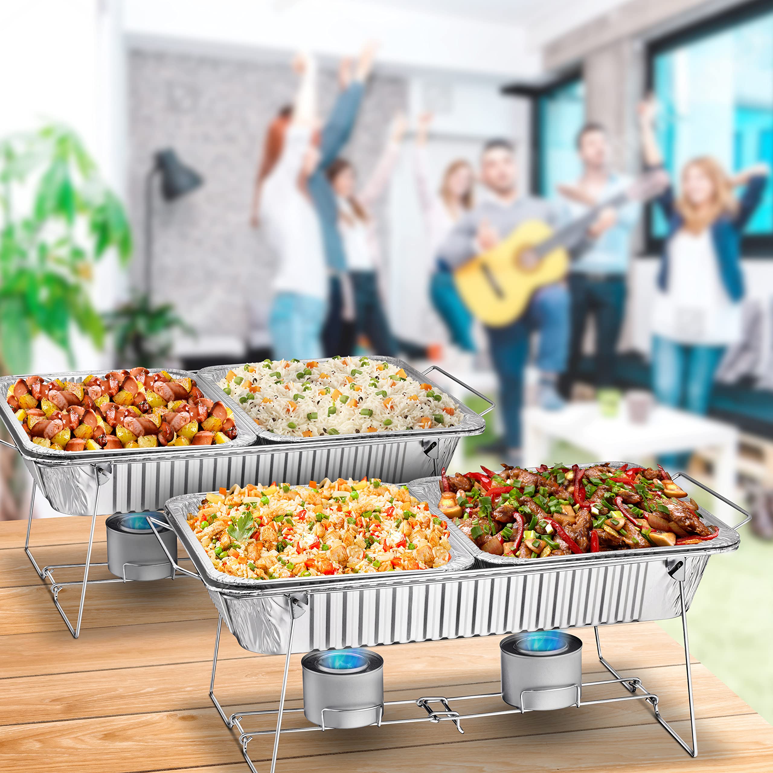 Foldable Chafing Wire Rack Buffet Stand - 6 Pack Full Size Stainless Steel Food Serving Racks for Catering, Buffet & Party Events | Perfect for Banquets, Weddings, and Holiday Gatherings