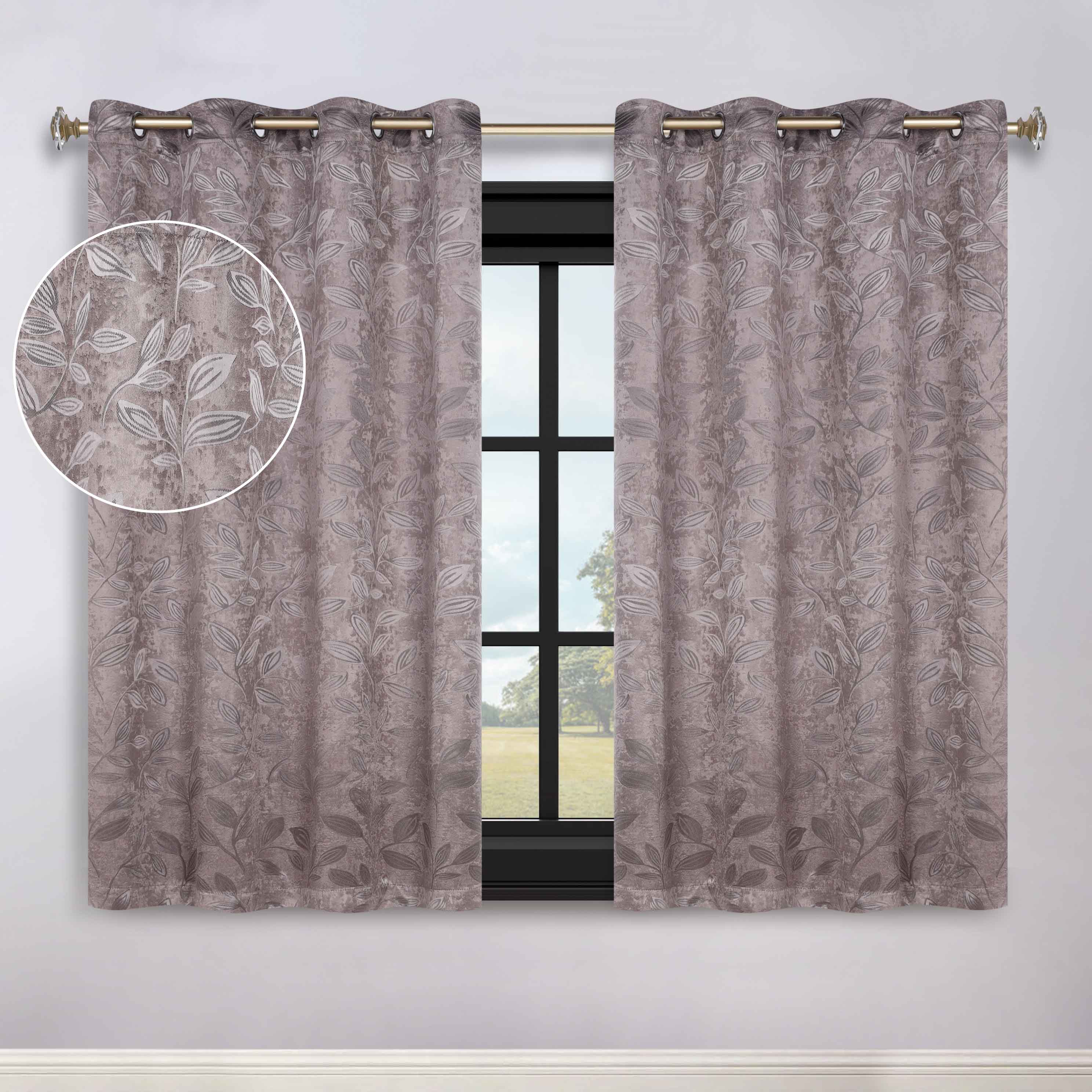 Leaves Grommet Blackout Curtains Set of 2 - Thermal Insulated Room Darkening Drapes for Bedroom & Living Room - Noise Reducing Window Treatment for Home Decor