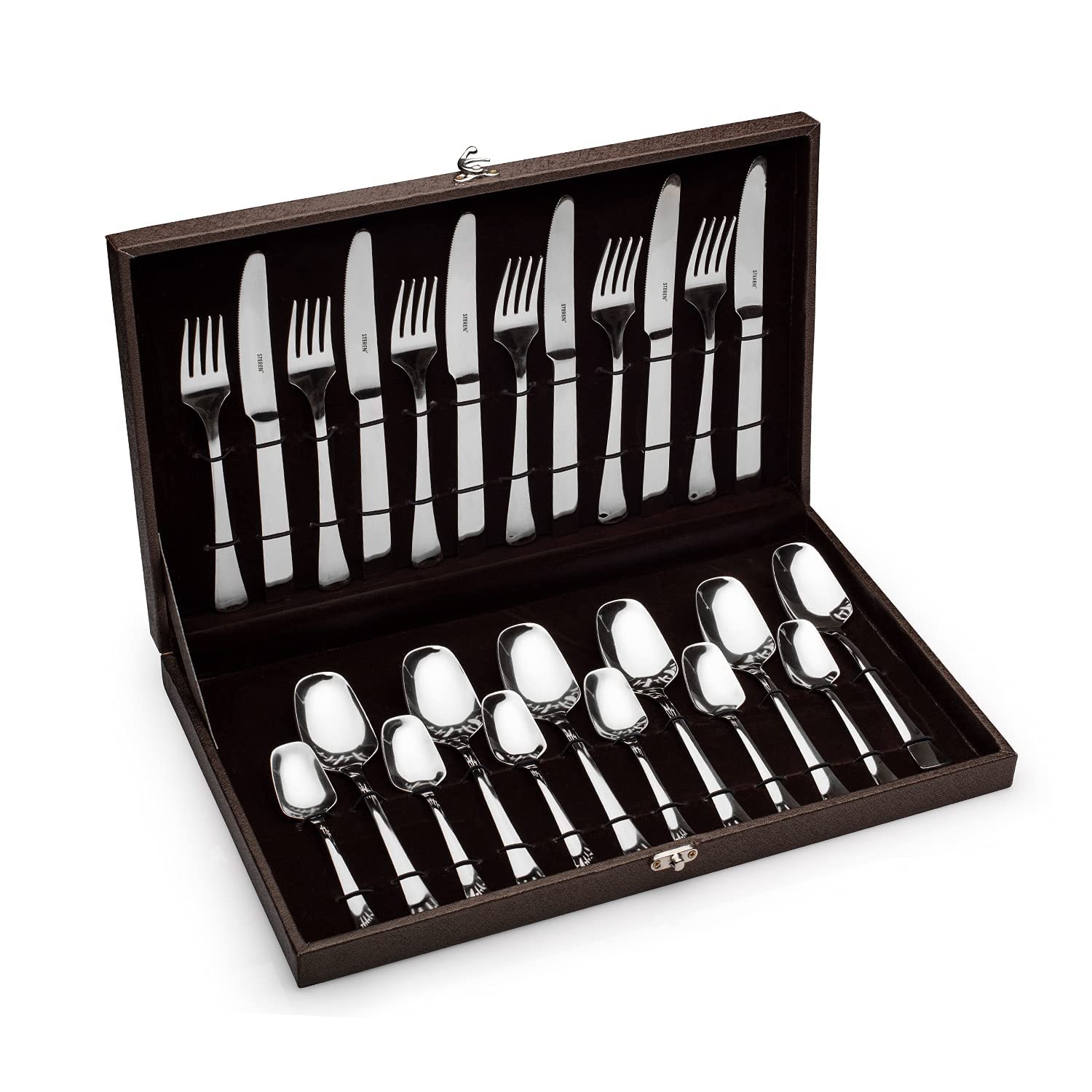 24-Piece Premium Stainless Steel Cutlery Set with Gift Box - Arcade Design for Dinnerware, Wedding Gifts & Home Kitchen Essentials
