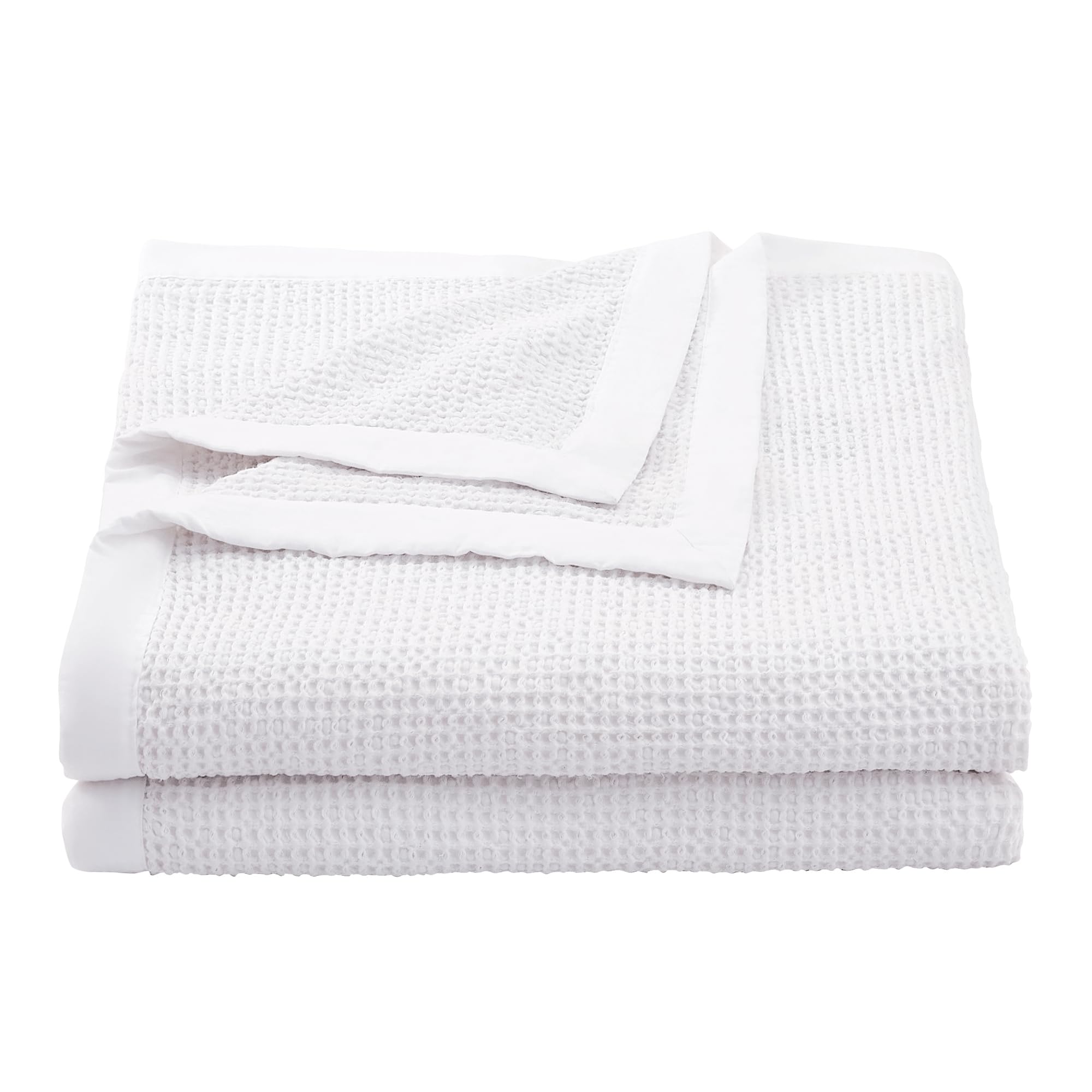Premium Stonewashed Cotton Waffle Weave Coverlet - Super Queen Size White Solid Blanket | Soft, Lightweight & Breathable Bedding for All Seasons | Perfect for Guest Rooms, Master Bedrooms & Cozy Nights