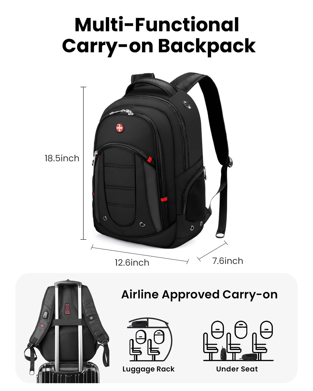 Waterproof Travel Laptop Backpack for Men & Women - 15.6