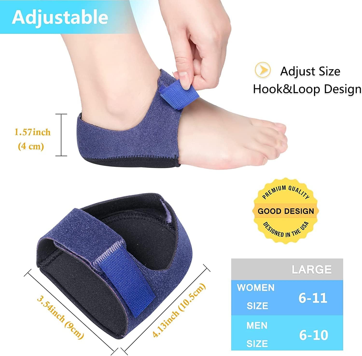 Gel Heel Cups for Pain Relief - Silicone Heel Pads for Men & Women - Shock Absorbing Cushion for Heel Spurs, Ankle Pain & Foot Support - Comfortable Blue Gel Inserts - Perfect for Running, Walking & Work Shoes