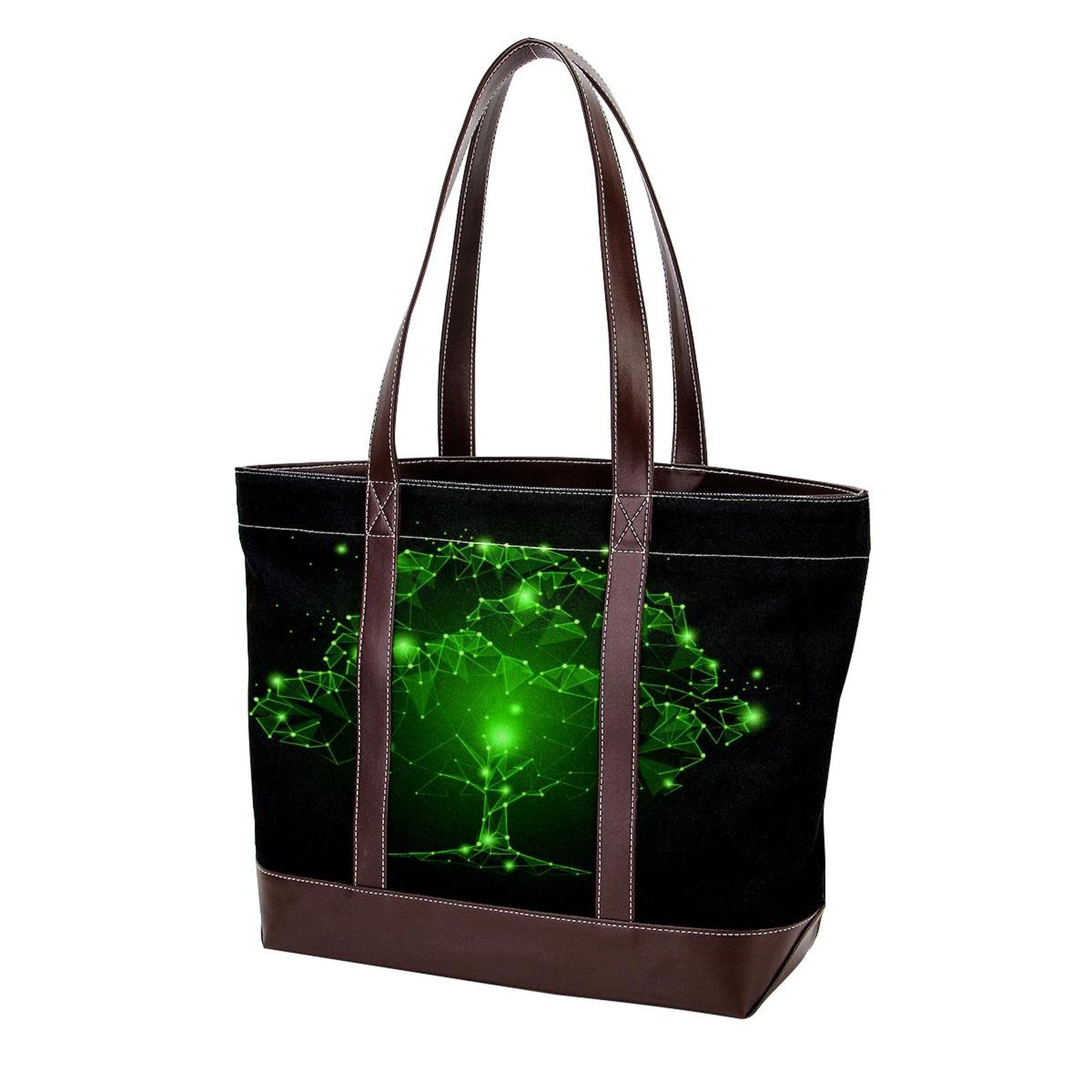 Stylish Large Fish Print Tote Bag for Women - Durable Leather & Canvas Shoulder Bag with Top Handle - Perfect for Beach, Shopping & Travel Accessories
