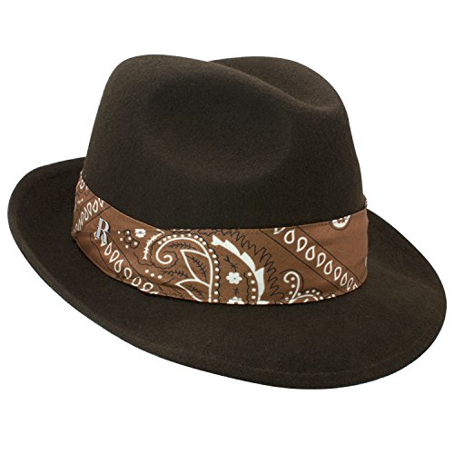 RACEU ATELIER Mission Brown Wool Felt Fedora Hat for Men & Women - Classic Mid Brim Trilby Style - 100% Premium Wool Felt - Perfect for Outdoor Events, Weddings & Fashion Accessories