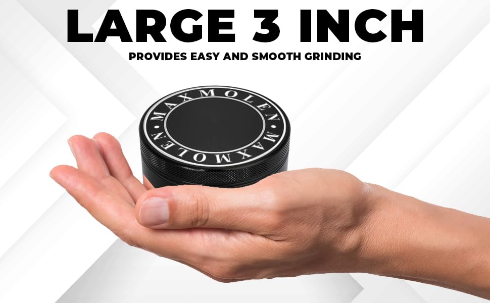 Premium 3 Inch Large Spice Grinder with Airtight Container & Cleaning Brush - Perfect for Freshly Ground Pepper, Salt, Herbs & Spices - Ideal for Kitchen, Camping & Outdoor Cooking