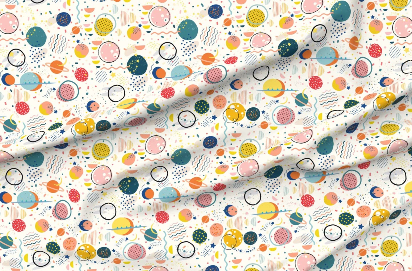 Galaxy Outer Space Printed Satin Fabric Fat Quarter - Premium Sewing Material for Apparel, Lining, Fashion, Blankets & Home Decor | DIY Craft Projects & Upholstery