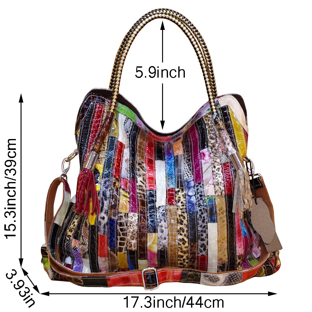 Stylish Women's Leather Tote Bag - Large Multicolor Satchel Purse with Top Handle & Shoulder Strap | Perfect for Work, Travel & Everyday Use