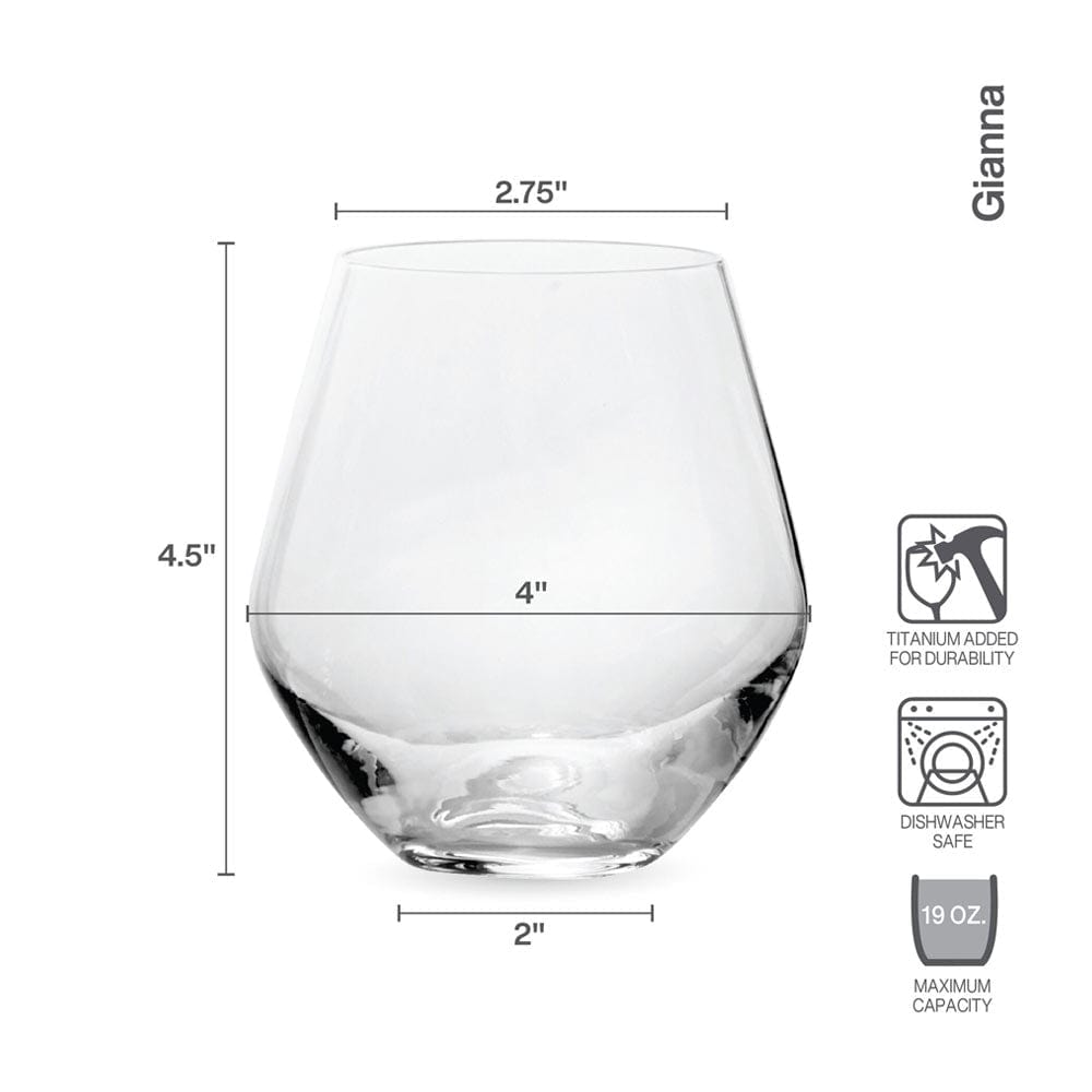 Gianna Ombre Sage Set of 4 Stemless Wine Glasses - Elegant Drinking Cups for Wine, Cocktails & Beverages - Perfect for Dinner Parties, Weddings & Home Decor