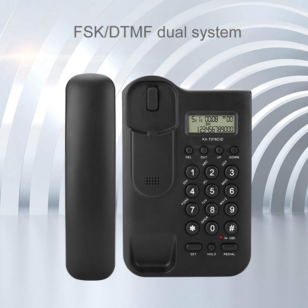 Wired Desktop Wall Phone with Cord, Elderly-Friendly Landline Phone, Black Wall-Mounted Home & Hotel Phone for Clear Communication