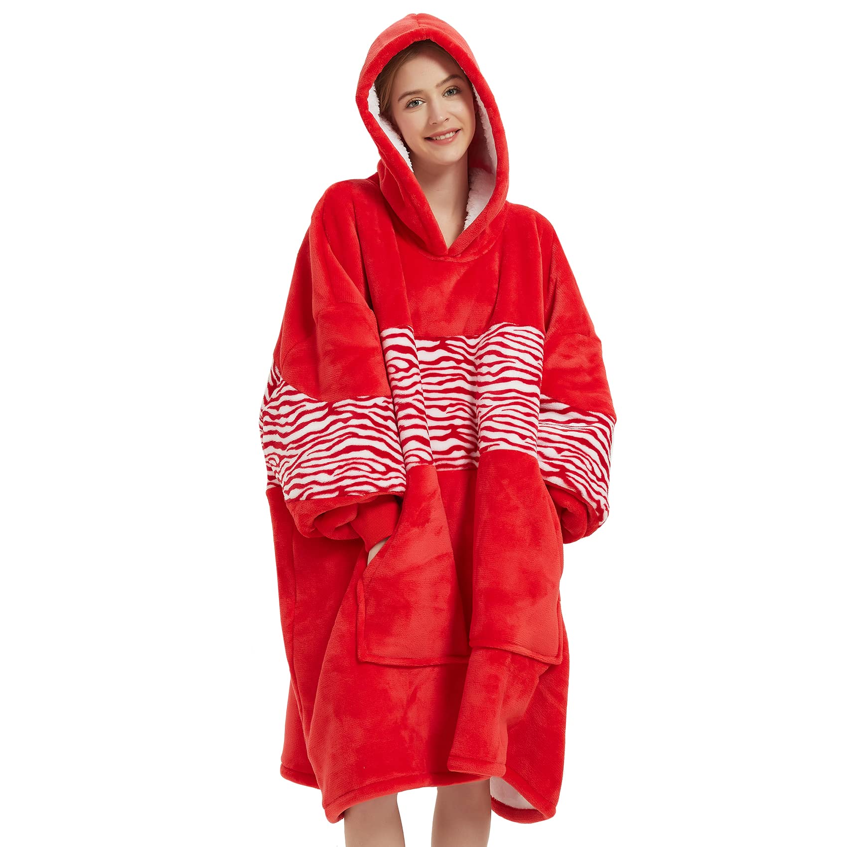Cozy Wearable Blanket Hoodie - Oversized Sherpa Fleece Sweatshirt for Women, Men & Teens | Soft Flannel Sweater Blanket with Large Pocket | Perfect for Lounging, Netflix Nights & Winter Comfort