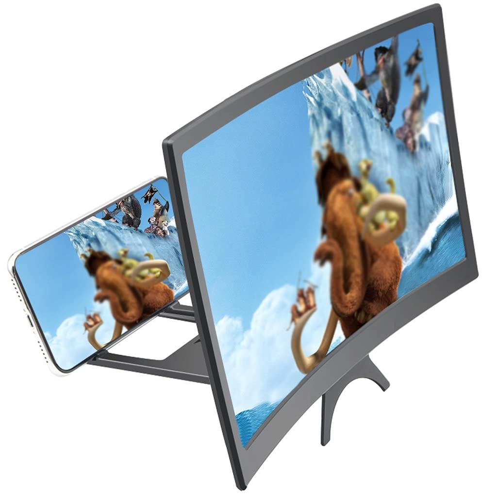 12 Inch BZLSFHZ HD 3D Curved Screen Magnifier for Mobile Phones - Foldable Stand Holder with Amplifier for Better Viewing Experience | Perfect for Watching Movies, Gaming & Video Calls