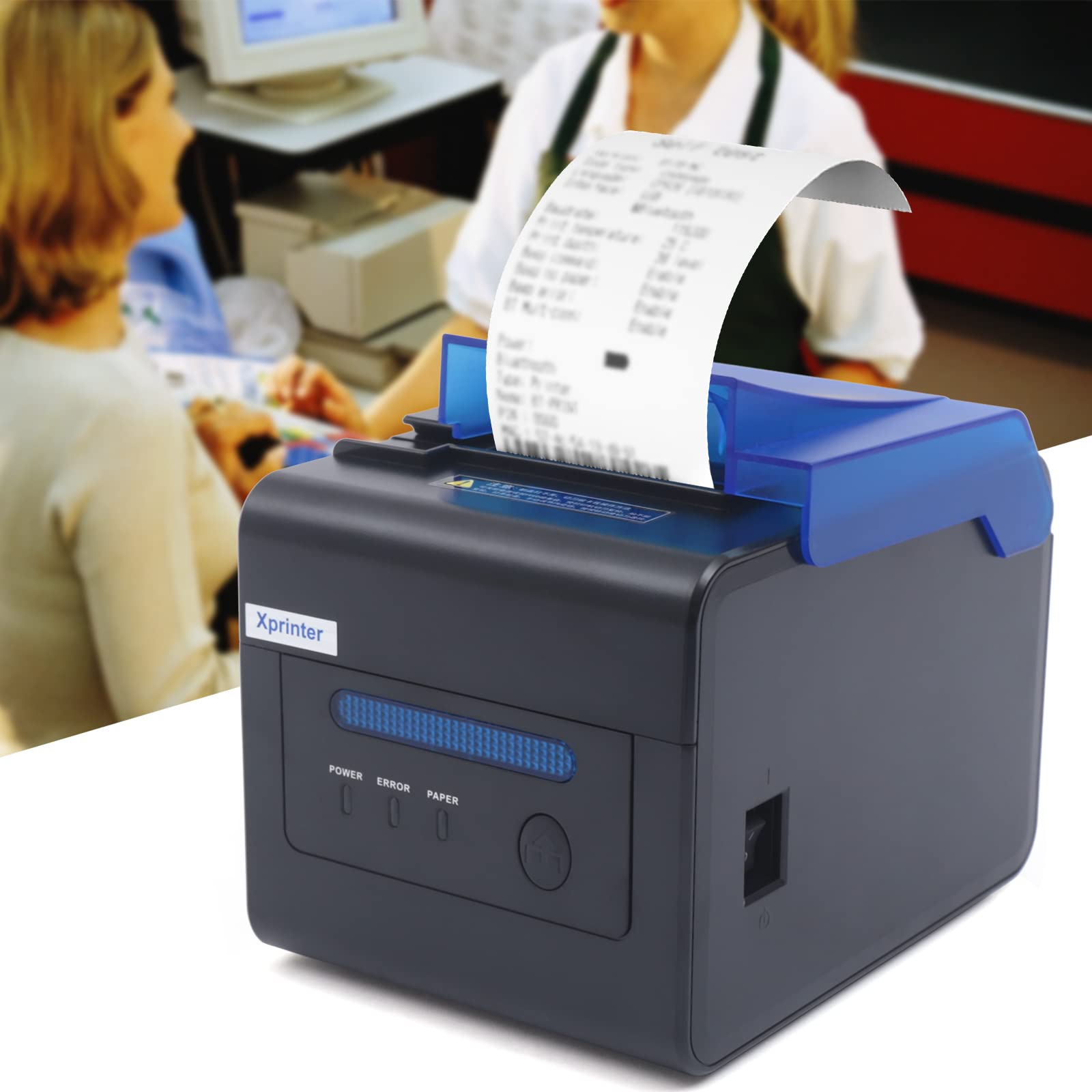 80mm Thermal POS Printer with Auto Cutter & Audible Alarm - USB/Serial/Ethernet Connectivity, ESC/POS & Cash Drawer Support - Ideal for Restaurants, Retail Stores & Kitchen Use