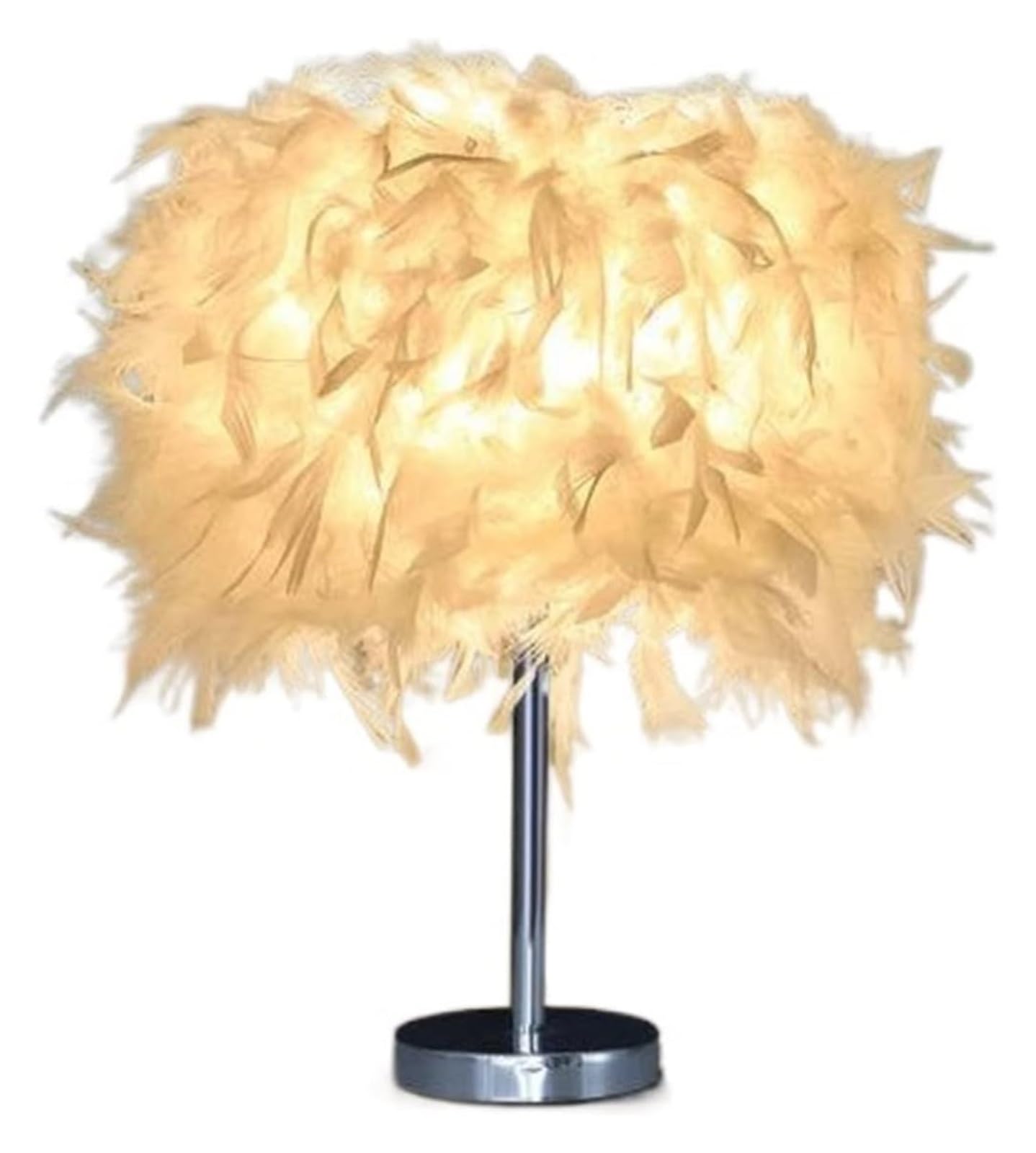 Feather Table Lamp - Modern Desk & Bedside Night Light with Elegant Feather Lampshade for Living Room, Bedroom, Office Decor | Perfect for Reading, Relaxing & Ambient Lighting