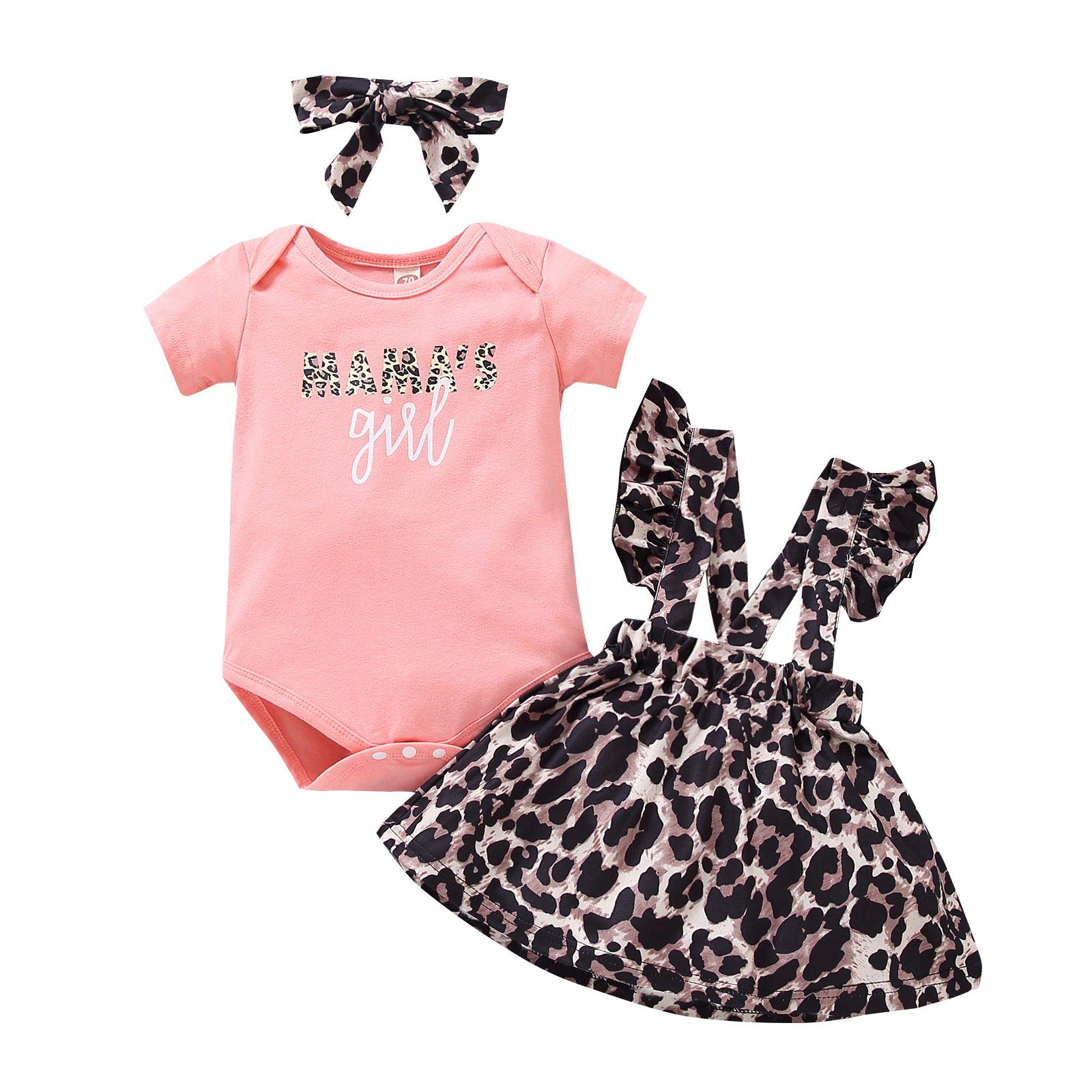 Haokaini Baby Girl Outfits - Leopard Print Romper & Skirt Set with Headband | Newborn to Toddler Clothes | Perfect for Photoshoots, Parties & Everyday Wear